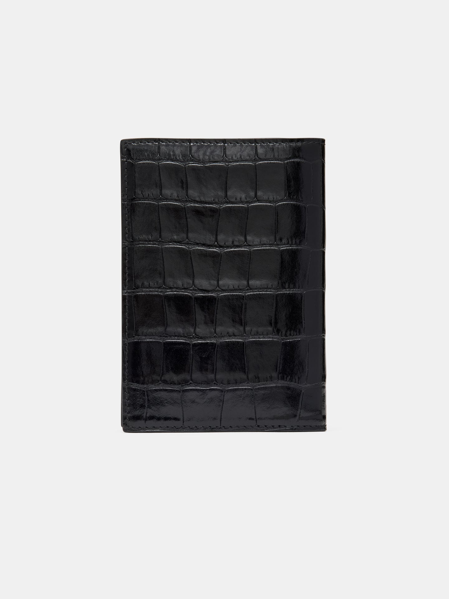 PORTA PASAPORTE CON ESTAMPADO DE CROCO - NEGRO