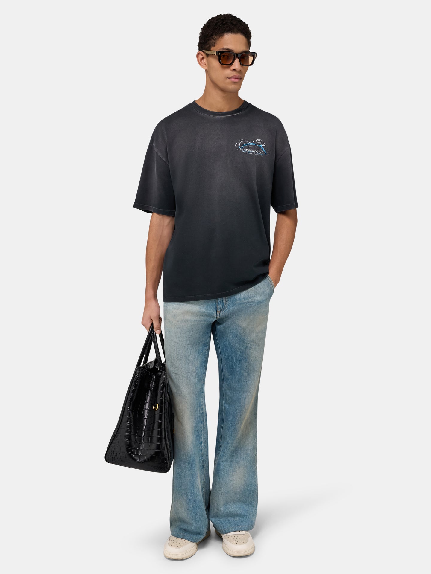 CAMISETA GRANDE CON LETRAS CRYSTAL CHATEAU - Negro