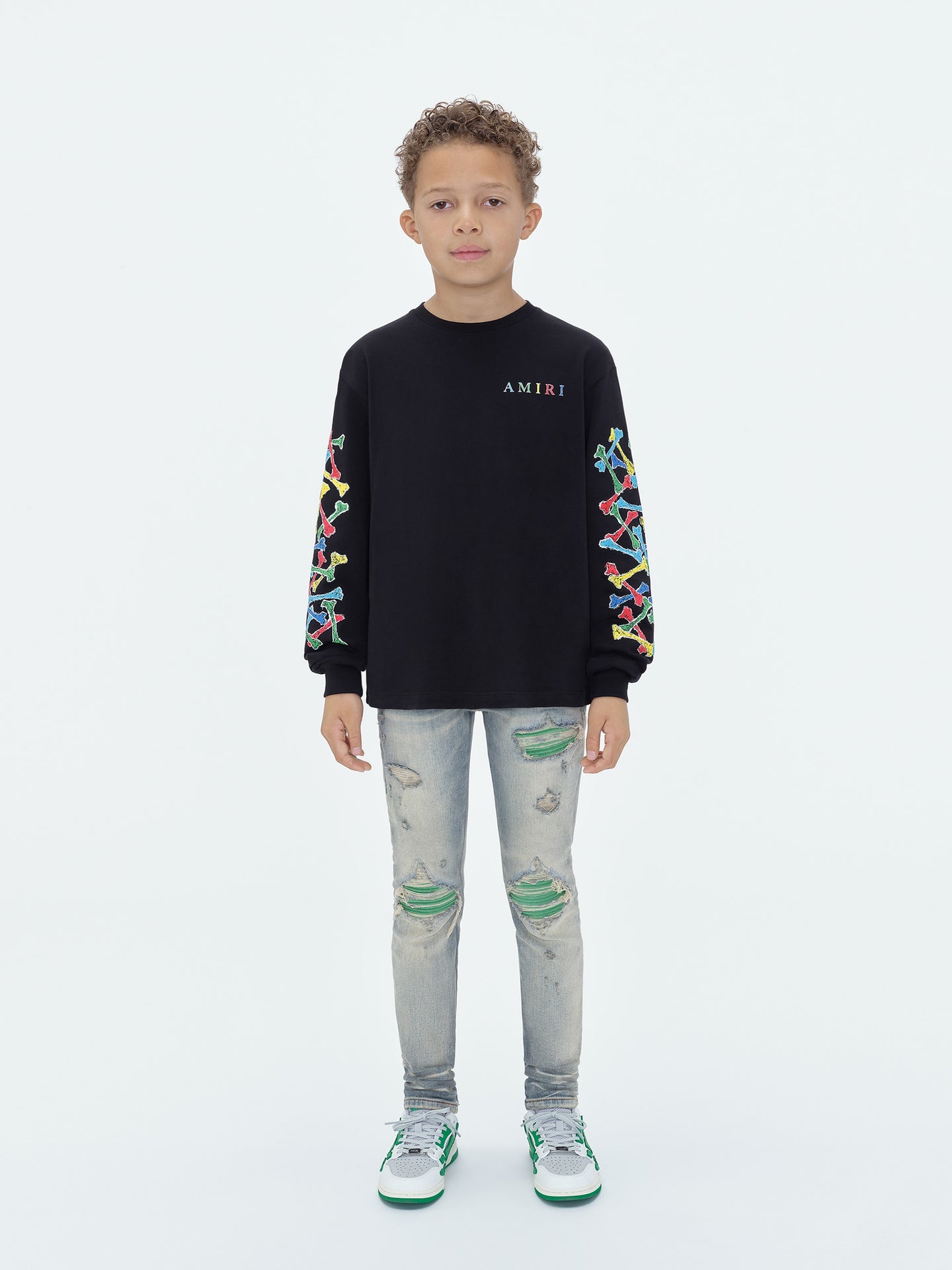 NIÑOS - CAMISETA DE MANGA LARGA AMIRI BONES SCRIBBLE - Negro