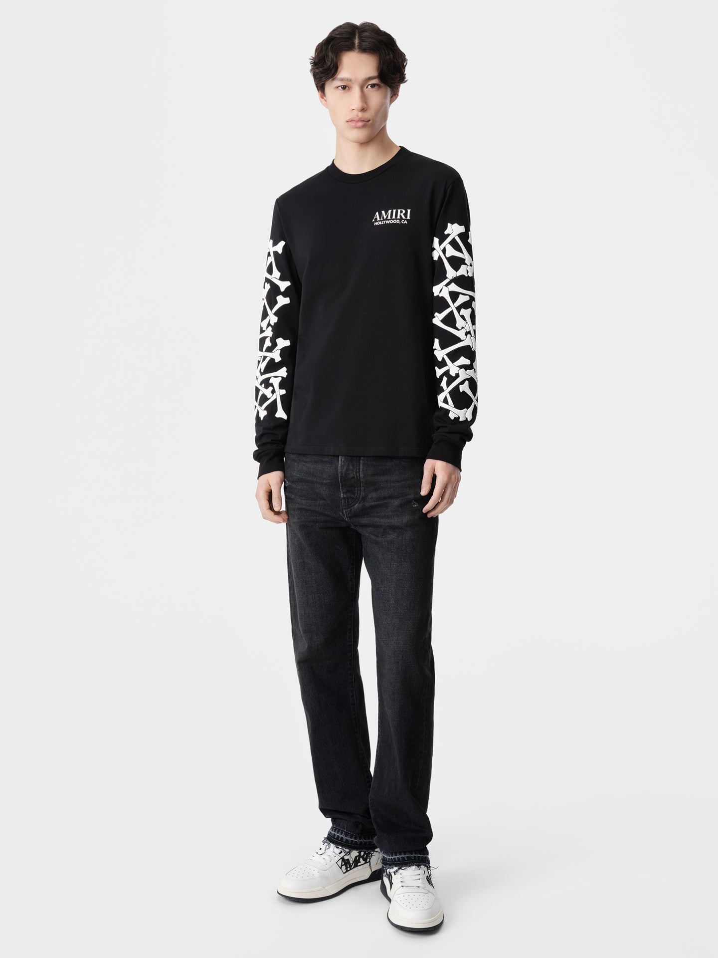 CAMISETA DE MANGA LARGA BONES STACKED - NEGRO