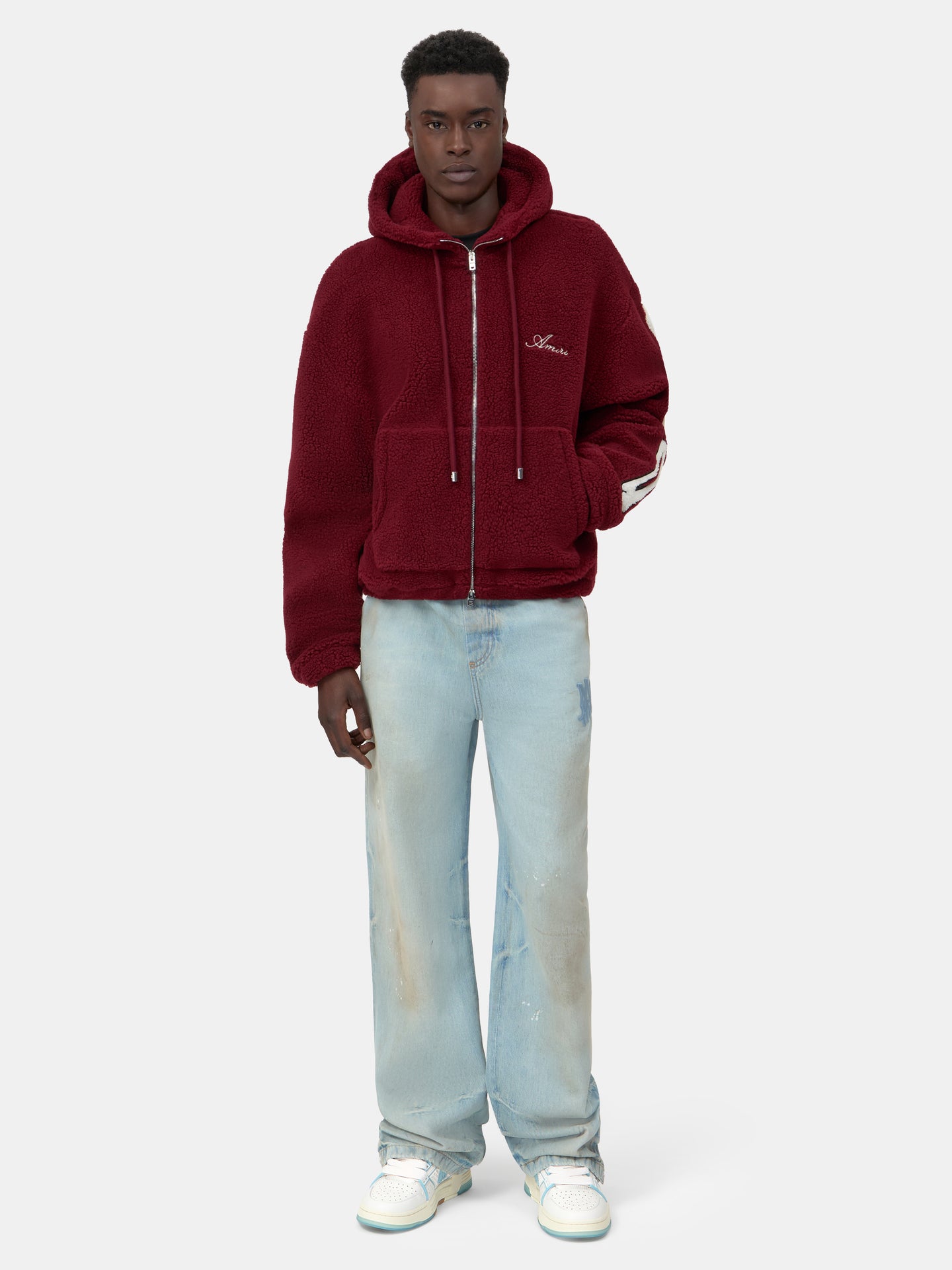 CHAMARRA DE FLEECE CON CUELLO Y BOTÓN ZIP BONES - Port Aged