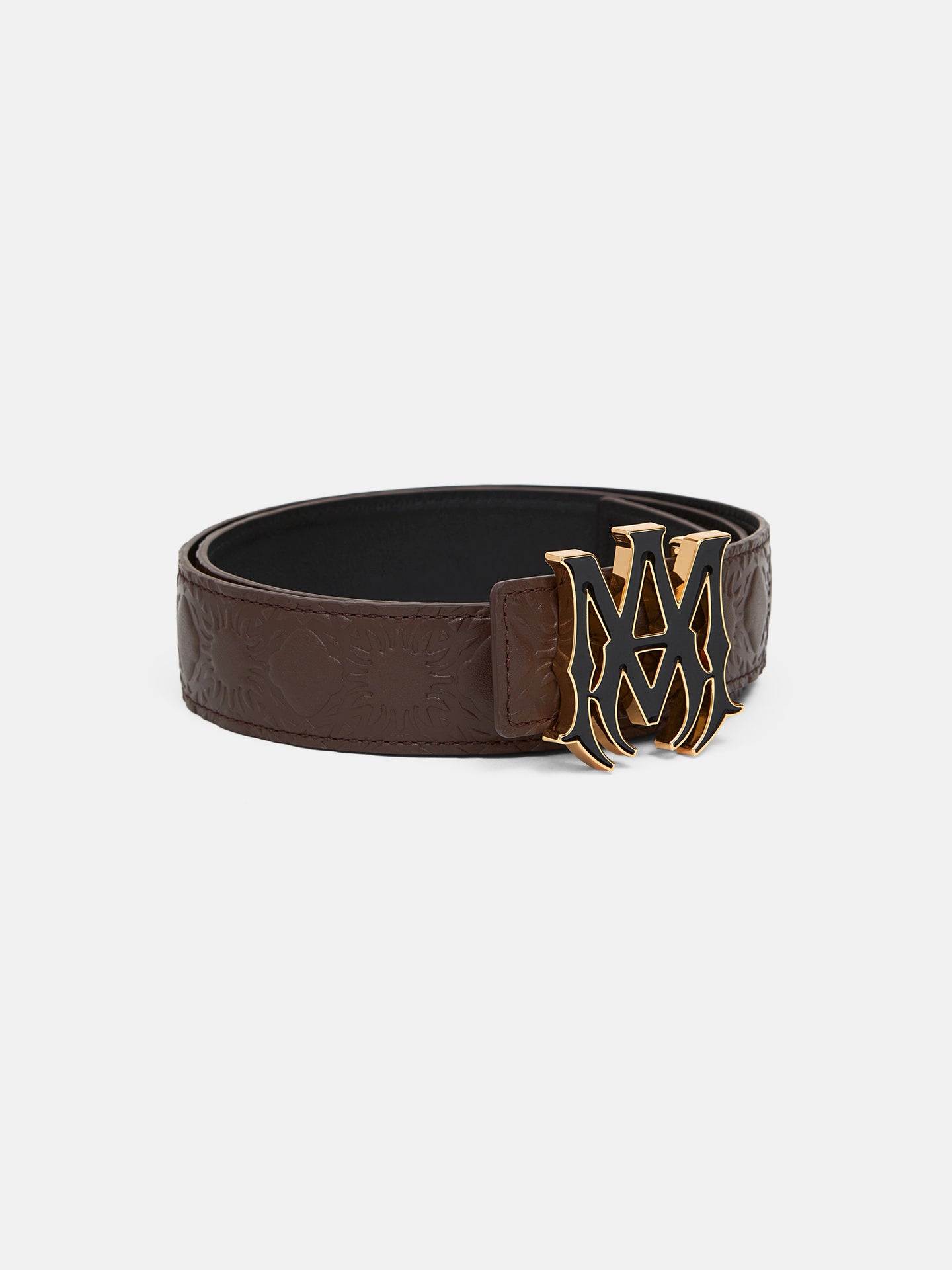 CINTURÓN DE CUERO MA QUAD 4 CM - Marrón Oscuro
