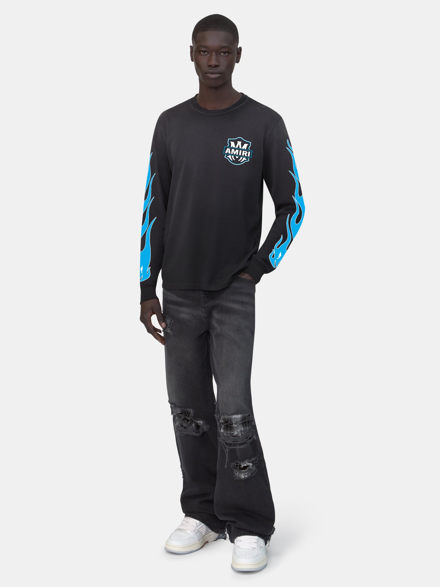 CAMISETA DE MANGA LARGA AMIRI EAGLE FLAMES - Negro