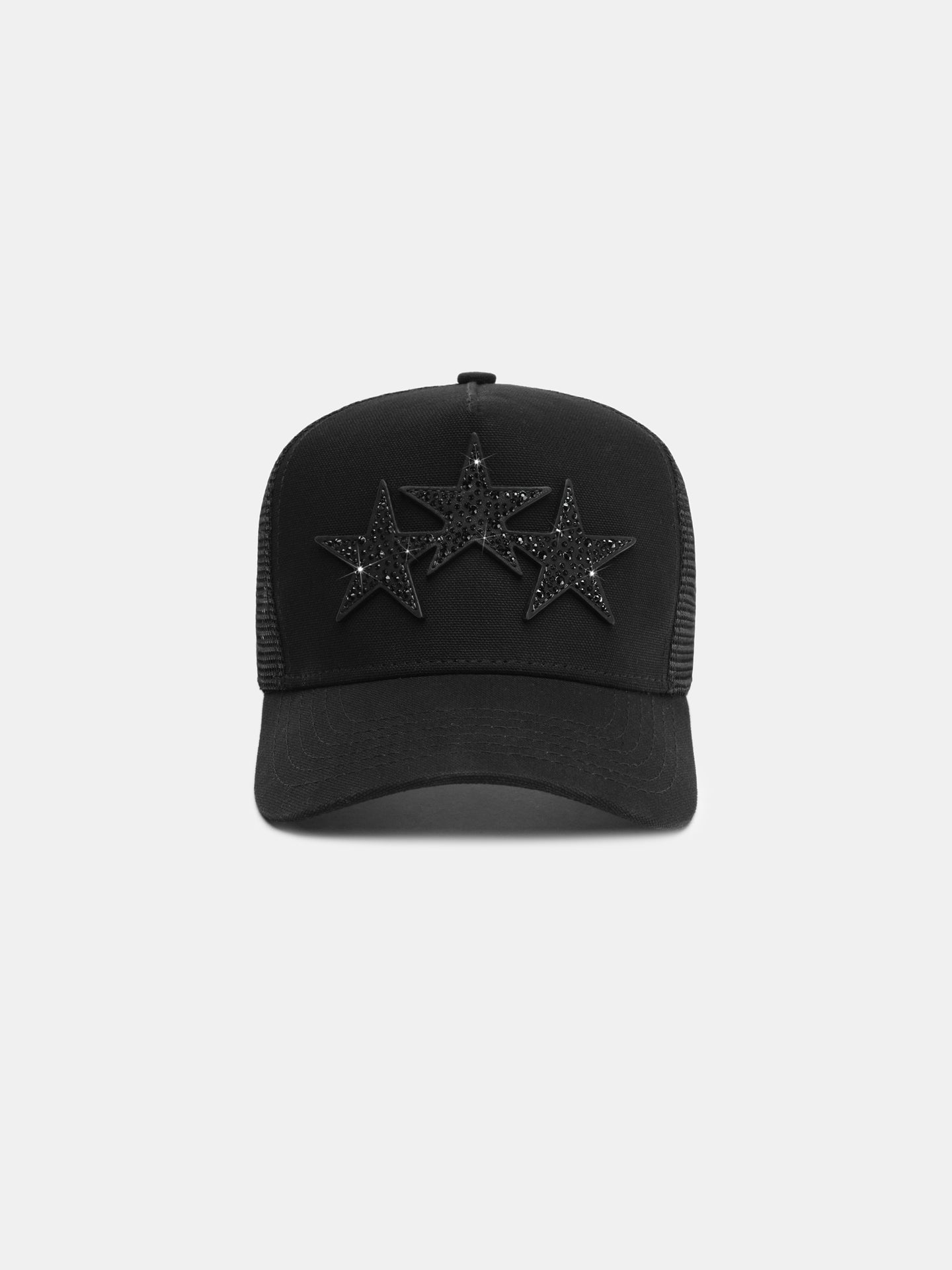 GORRO DE CAMIONERO CON 3 ESTRELLAS CRISTAL - Negro Negro