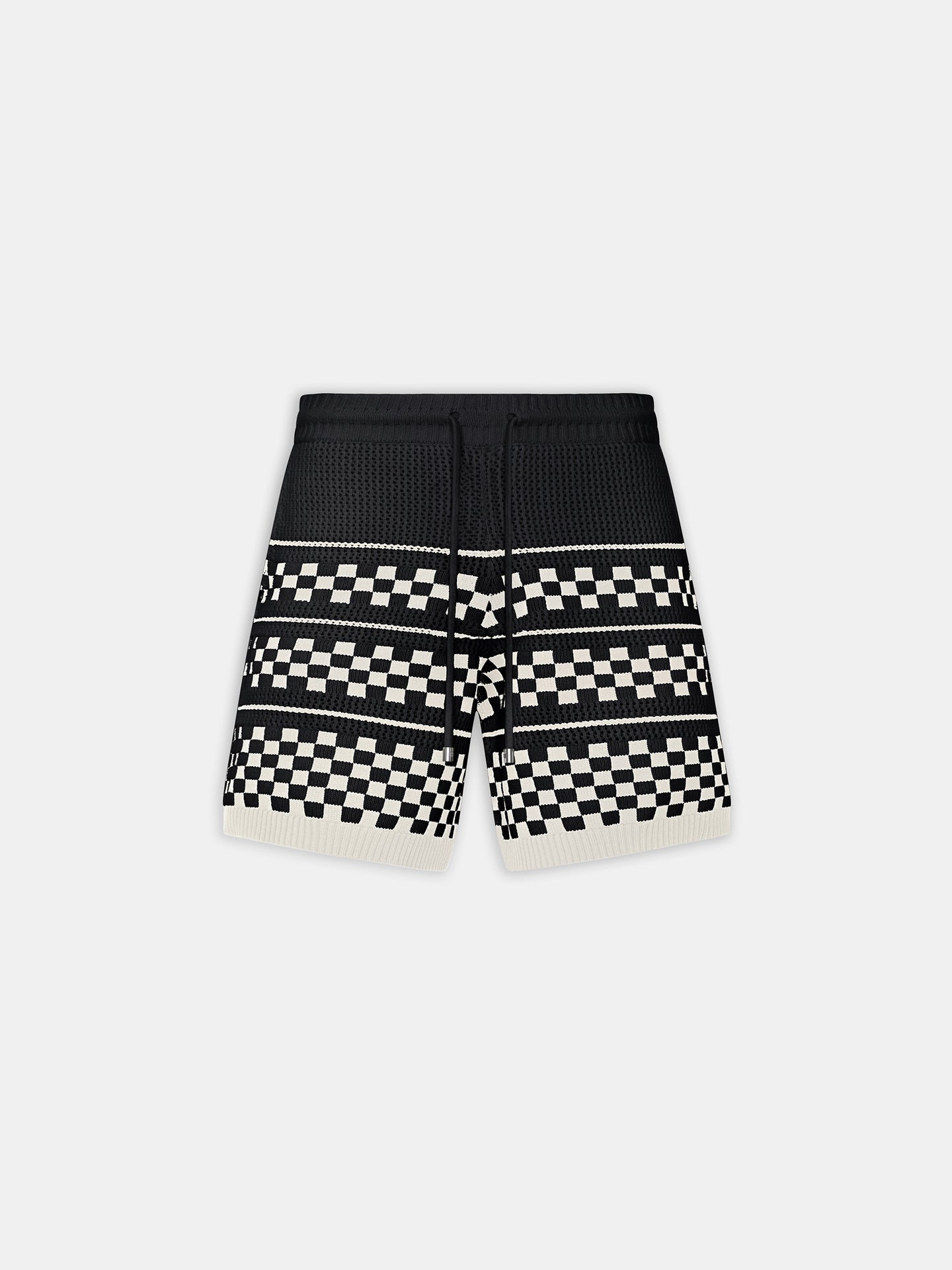 PANTALÓN CORTO DE MALLA CUADRICULADA - Negro