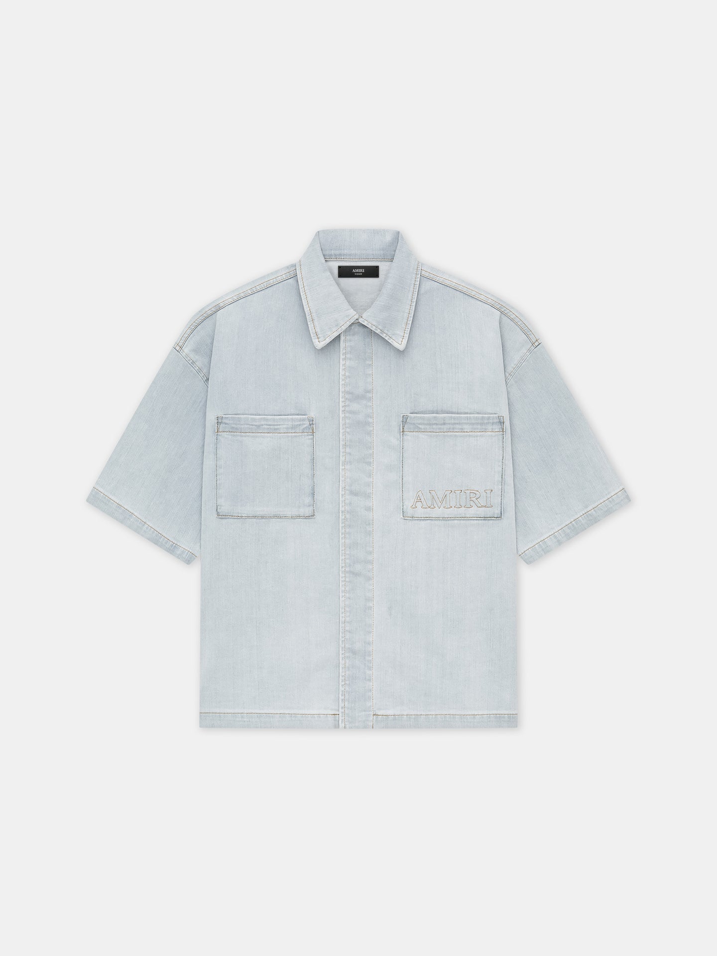 CAMISA DE MANGA CORTA CON BOTONES 3D AMIRI - Azul claro