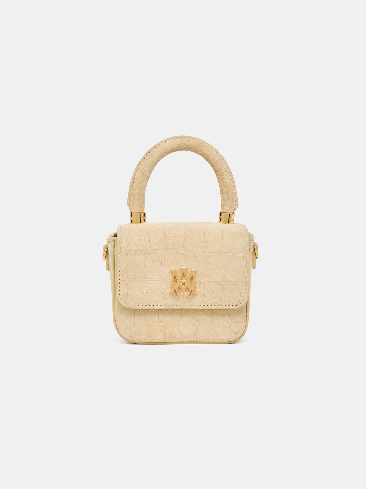 MUJER - BOLSO NANO MA DE CUERO SUEDE CON ESTAMPADO DE CROCODILO - TAUPE