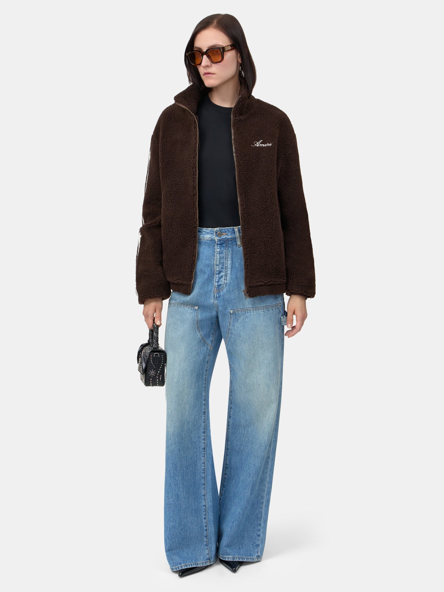 MUJER - CHAQUETA DE FLEECE CON MOTIVO HUESOS PARA MUJER - MARRÓN OSCURO