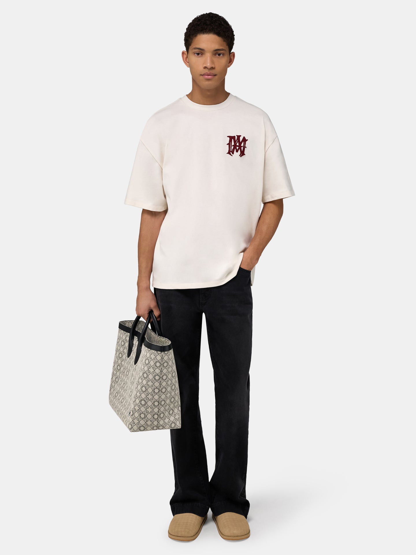 CAMISETA AMIRI HOLLYWOOD OVERSIZE - Marfil