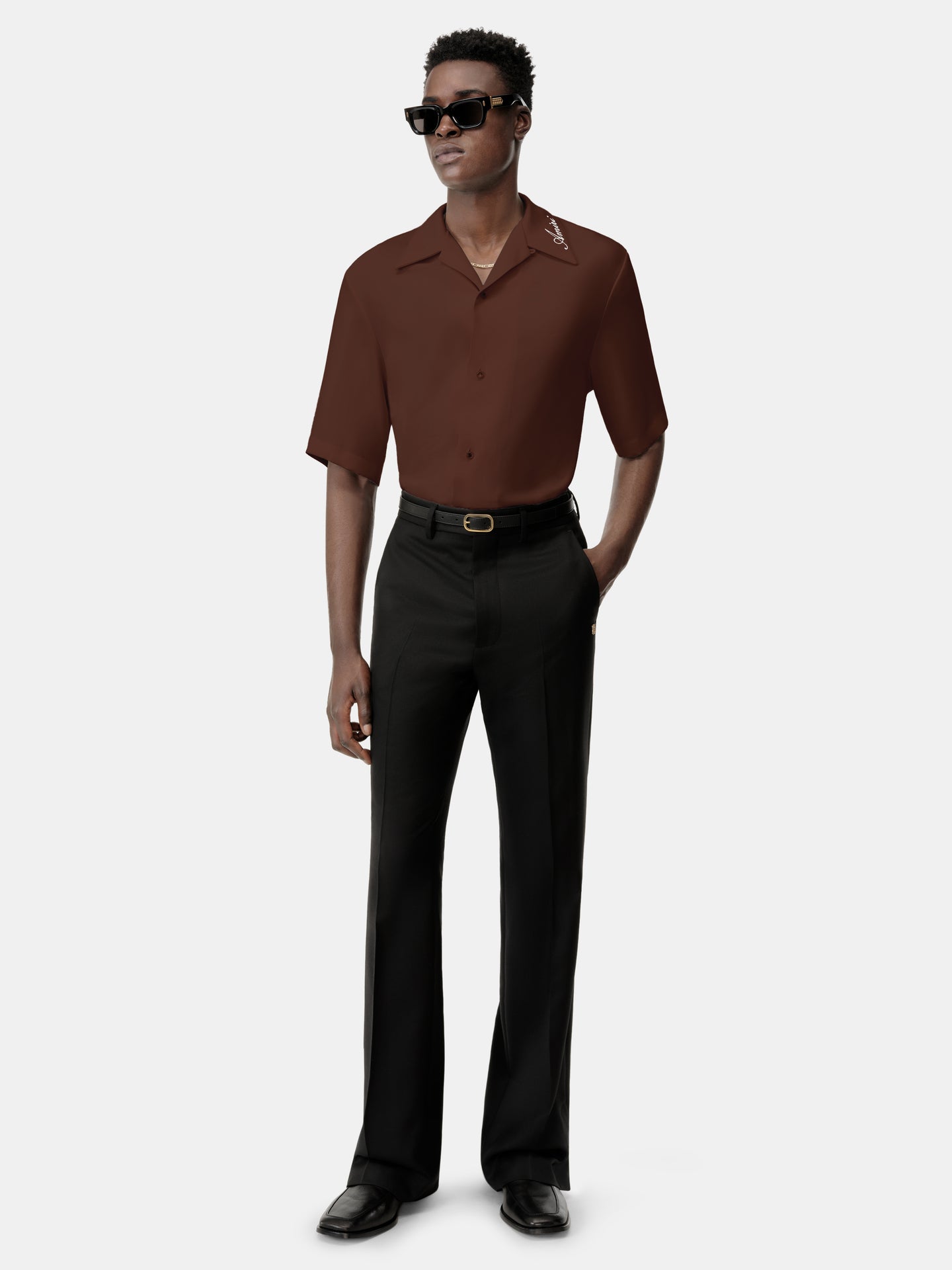 CAMISA AMIRI CAMP - Chocolate