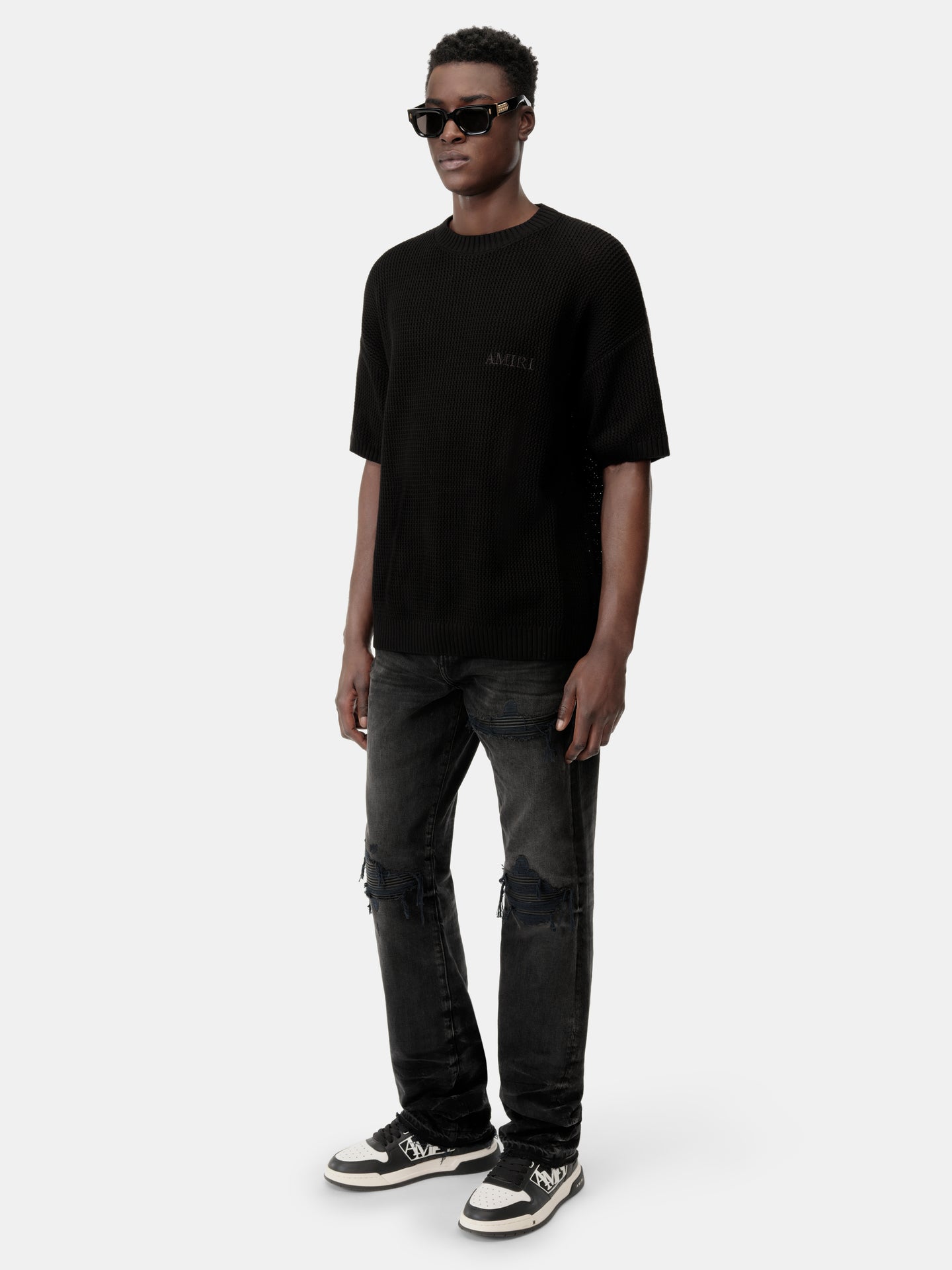 CAMISETA DE MALLA DE GANCHILLO AMIRI - Negro