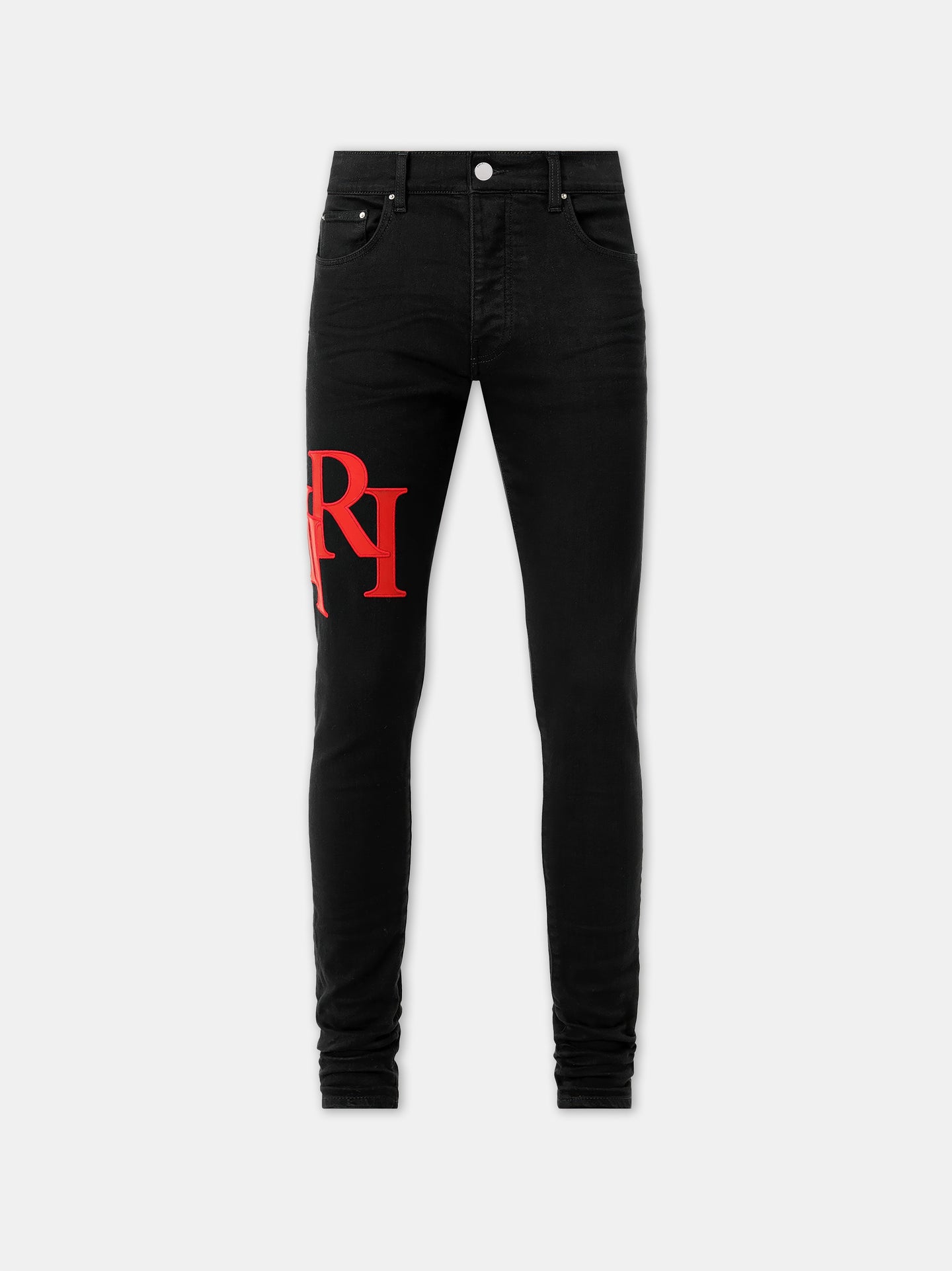 Pantalón skinny con logo desfasado - Negro Rojo