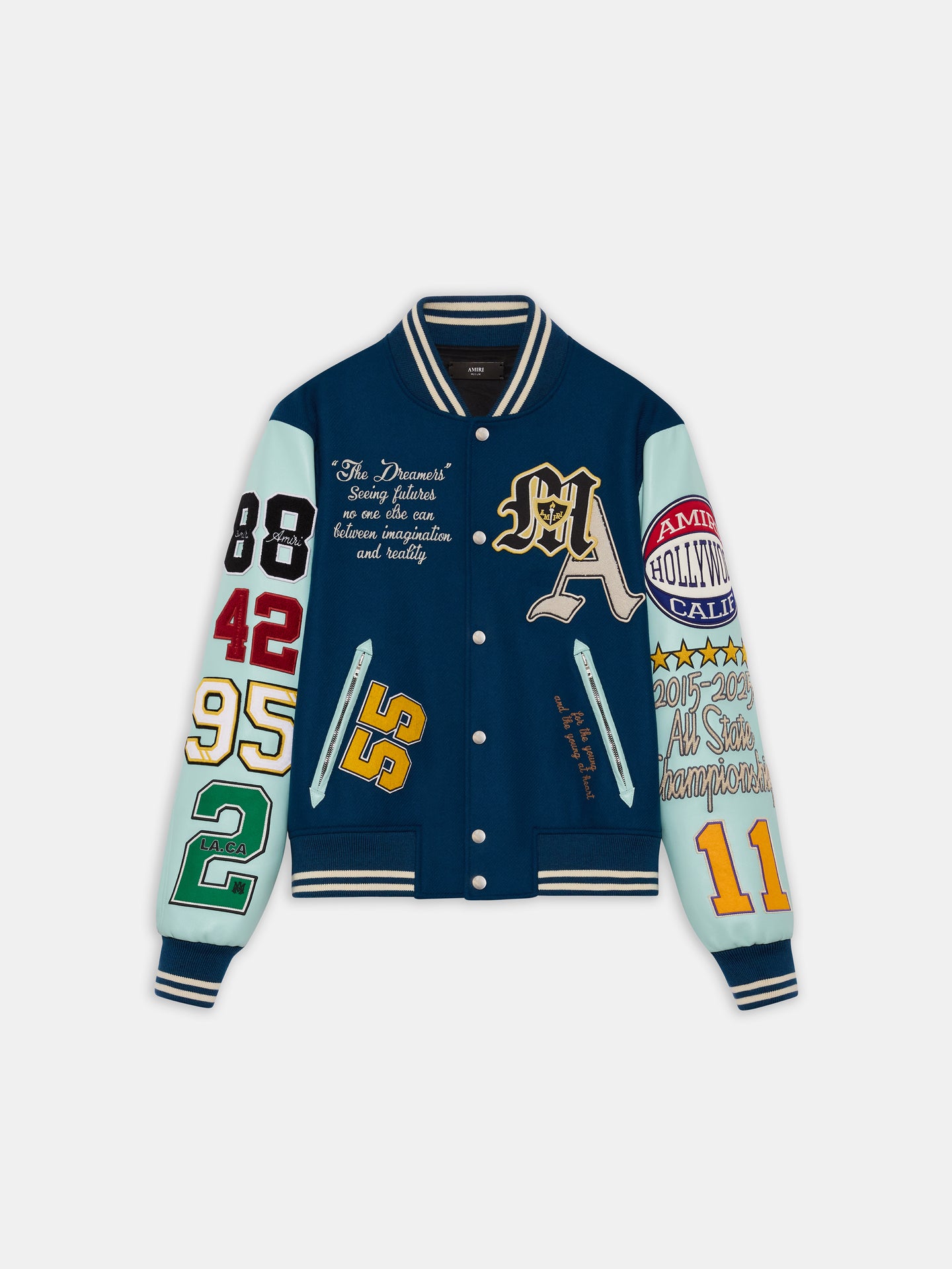 CHAQUETA CON PATCH DE VARSITY – Azul CHAQUETA CON PATCH DE VARSITY - Azul