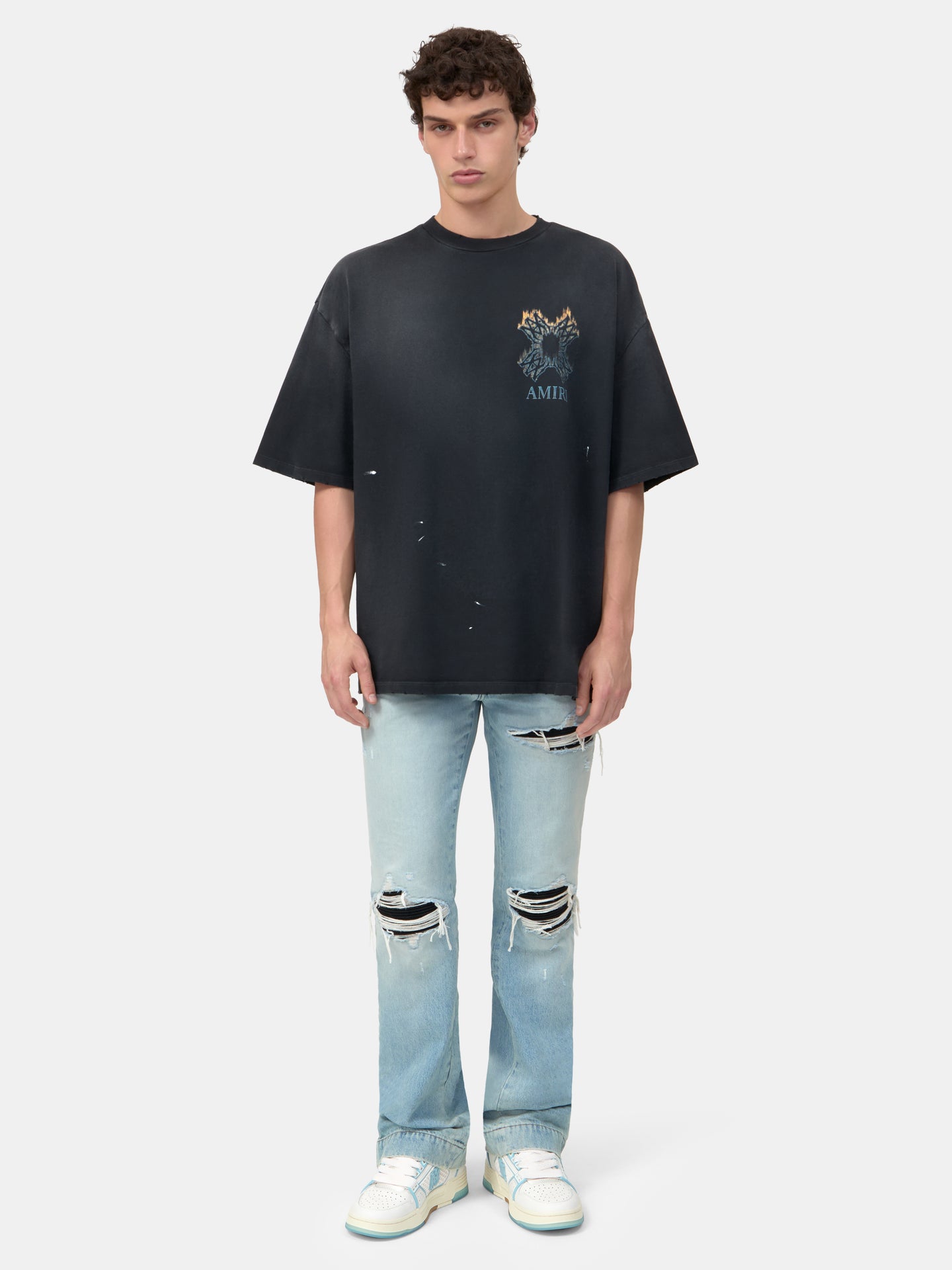 MA QUAD FLAMES OVERSIZED TEE - Negro