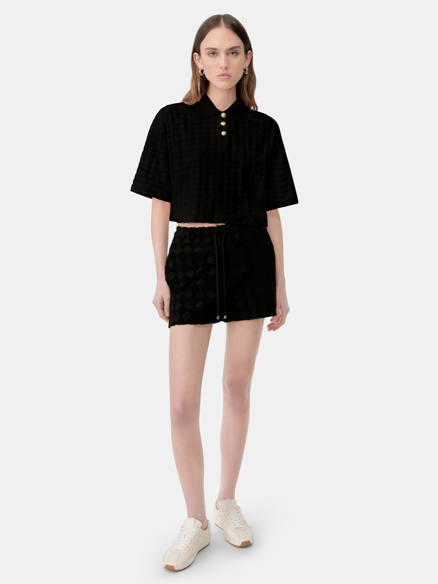MUJER - PANTALÓN CORTO DE TOALLA CON MONOGRAMA MA QUAD - Negro