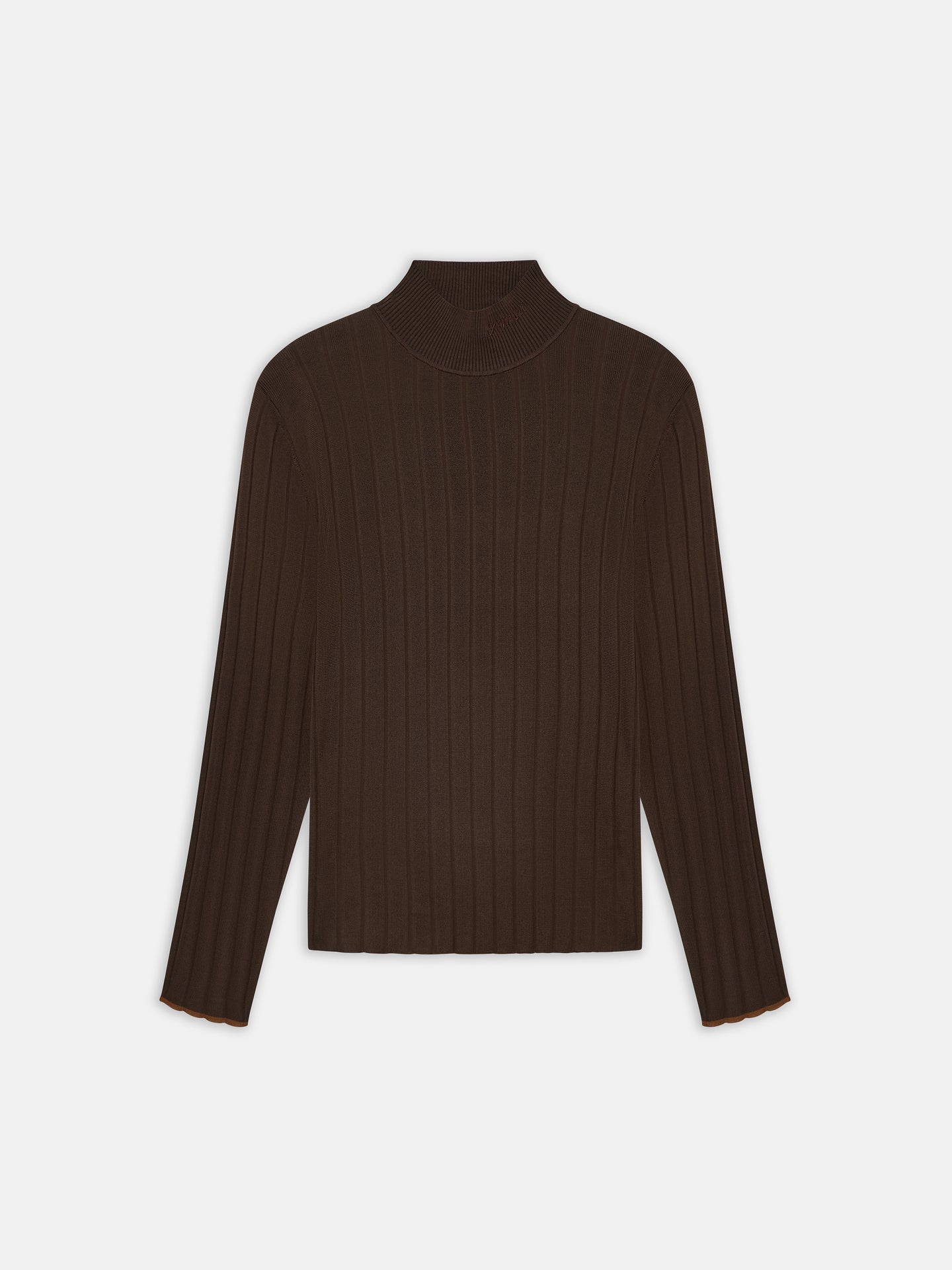 SWEATER CON CUELLO MOCK DE TIRAS - MARRÓN OSCURO