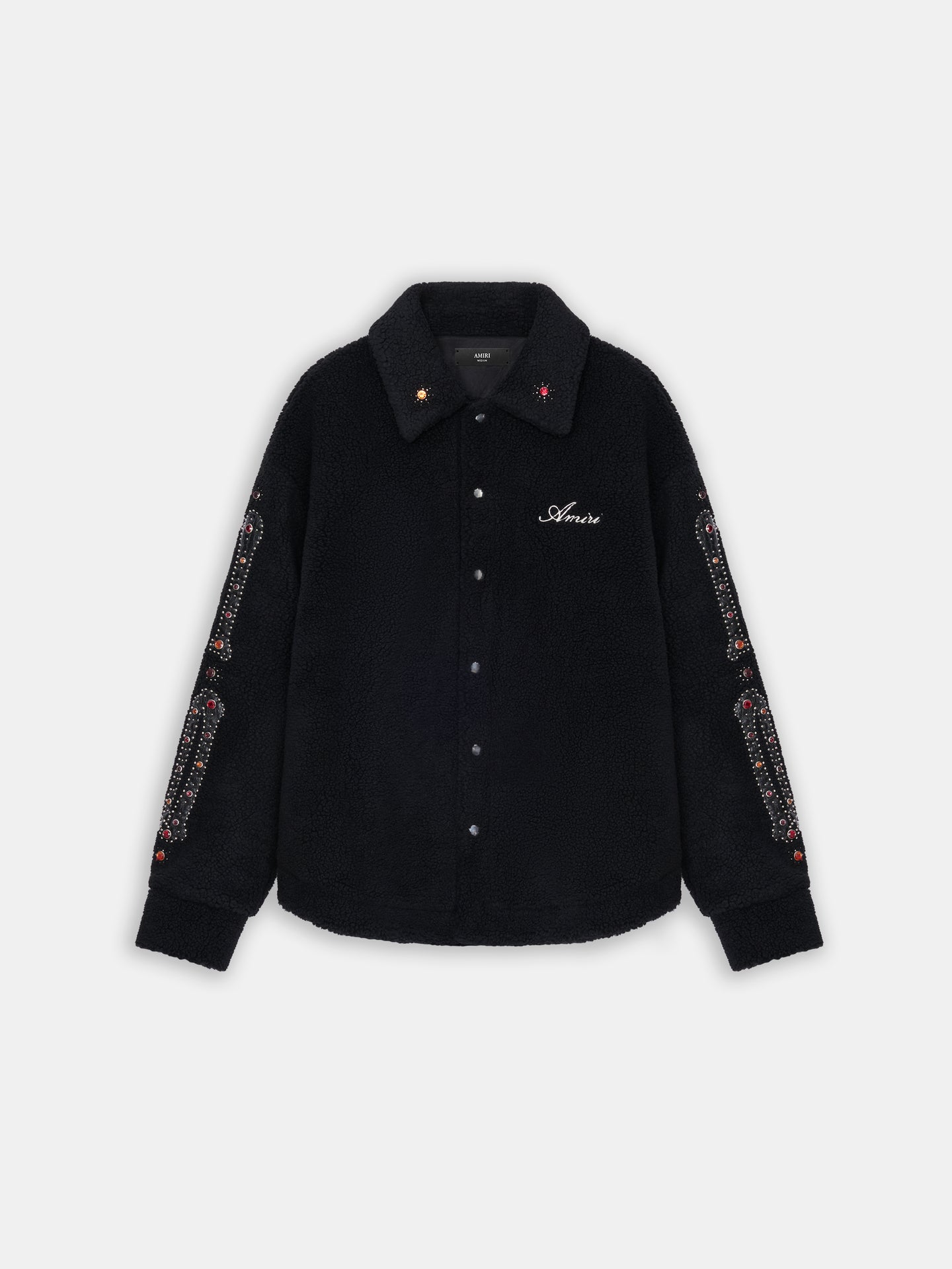 SOBRECAMISA CON PUNTOS DE HUESO - Negro