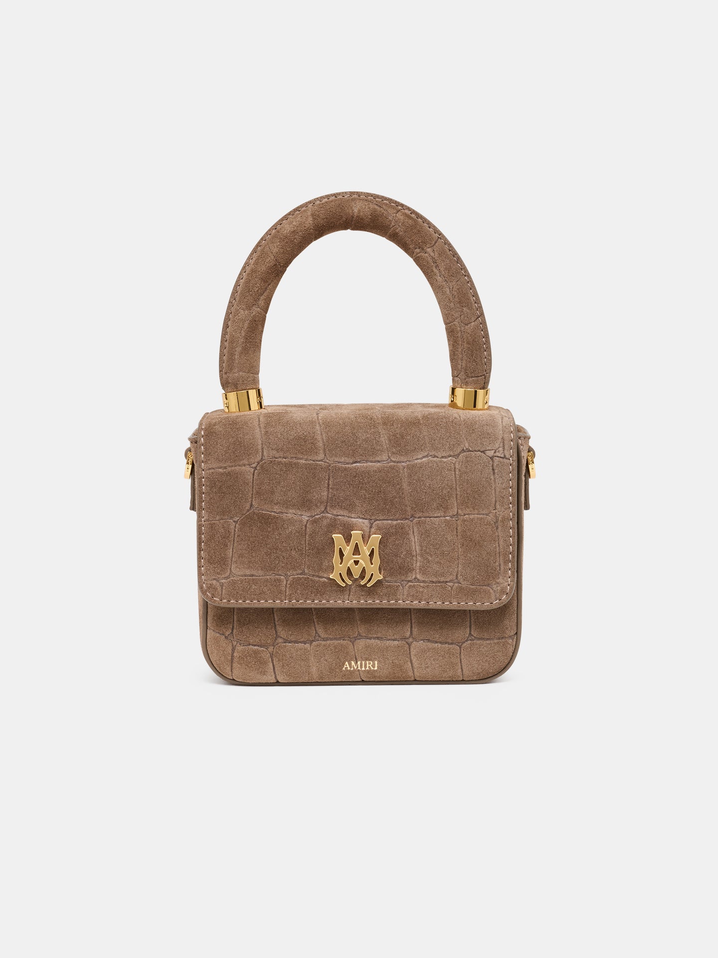 MUJER - BOLSO MICRO MA DE CUERO SUEDE CON ESTAMPADO DE CROCODILO - Marrón Oscuro