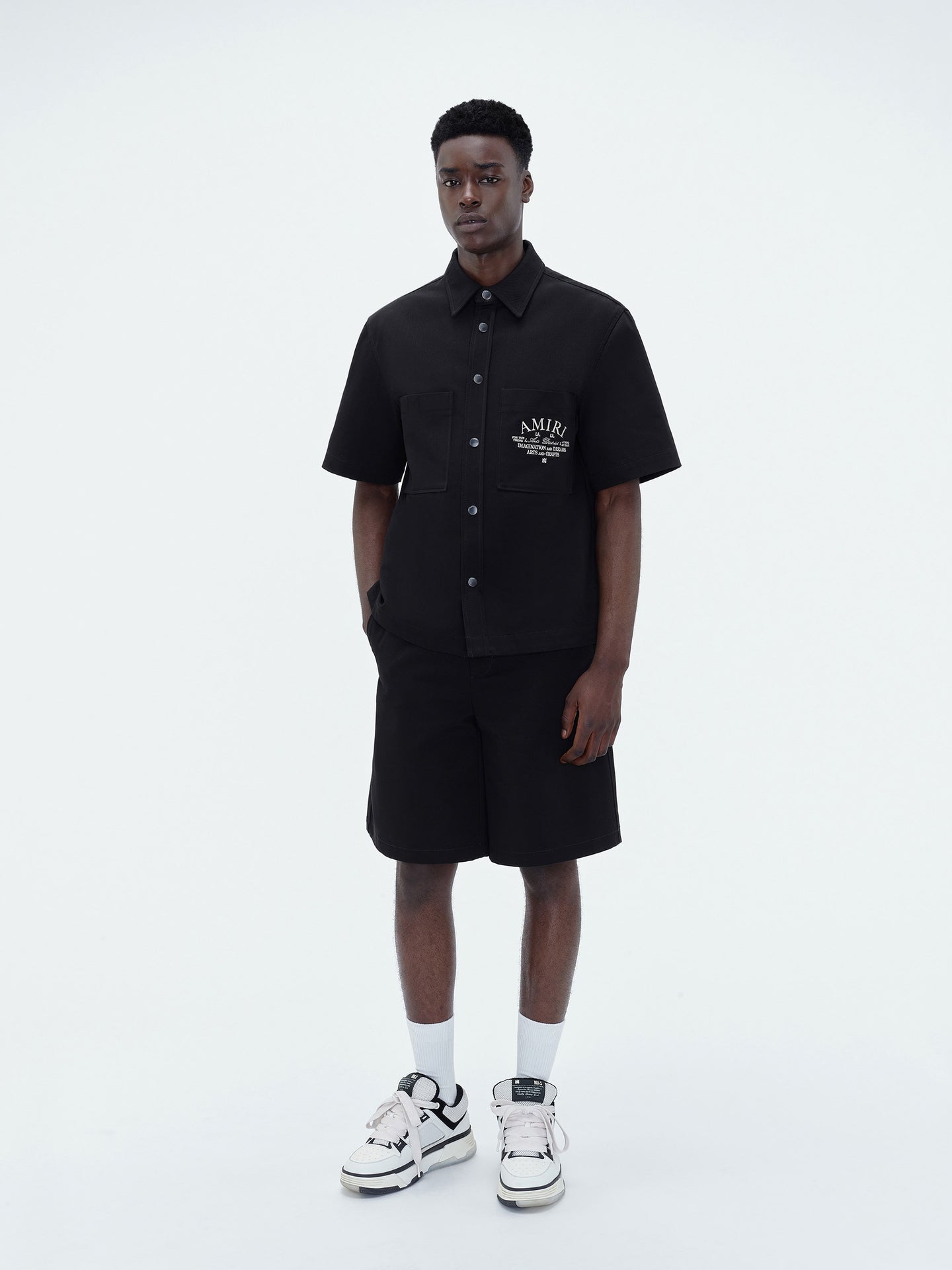 CAMISA AMIRI ARTS DISTRICT CAMP - NEGRO