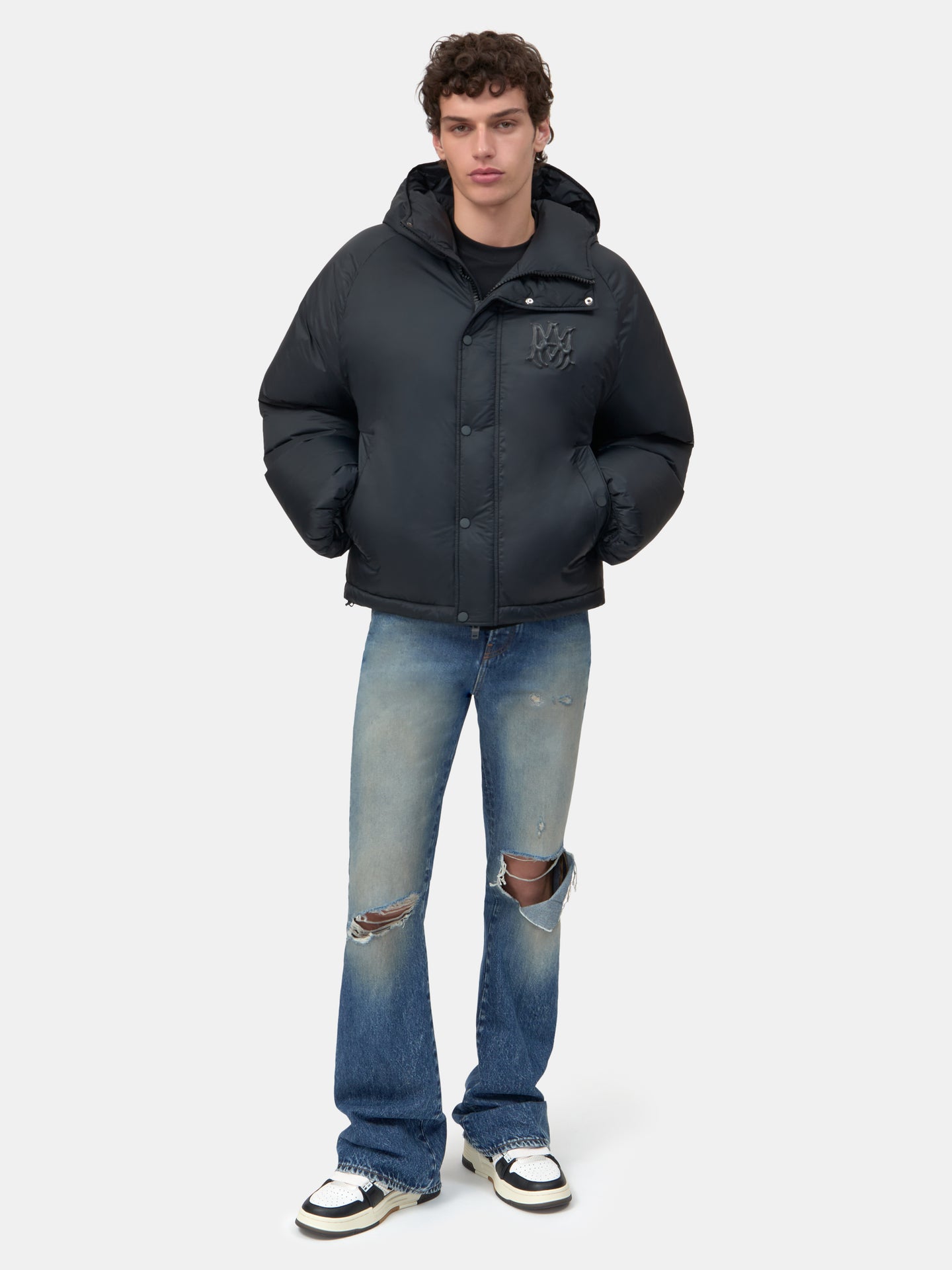 CHAQUETA DE PLUMÓN CON CAPILOTE AMIRI - Negro