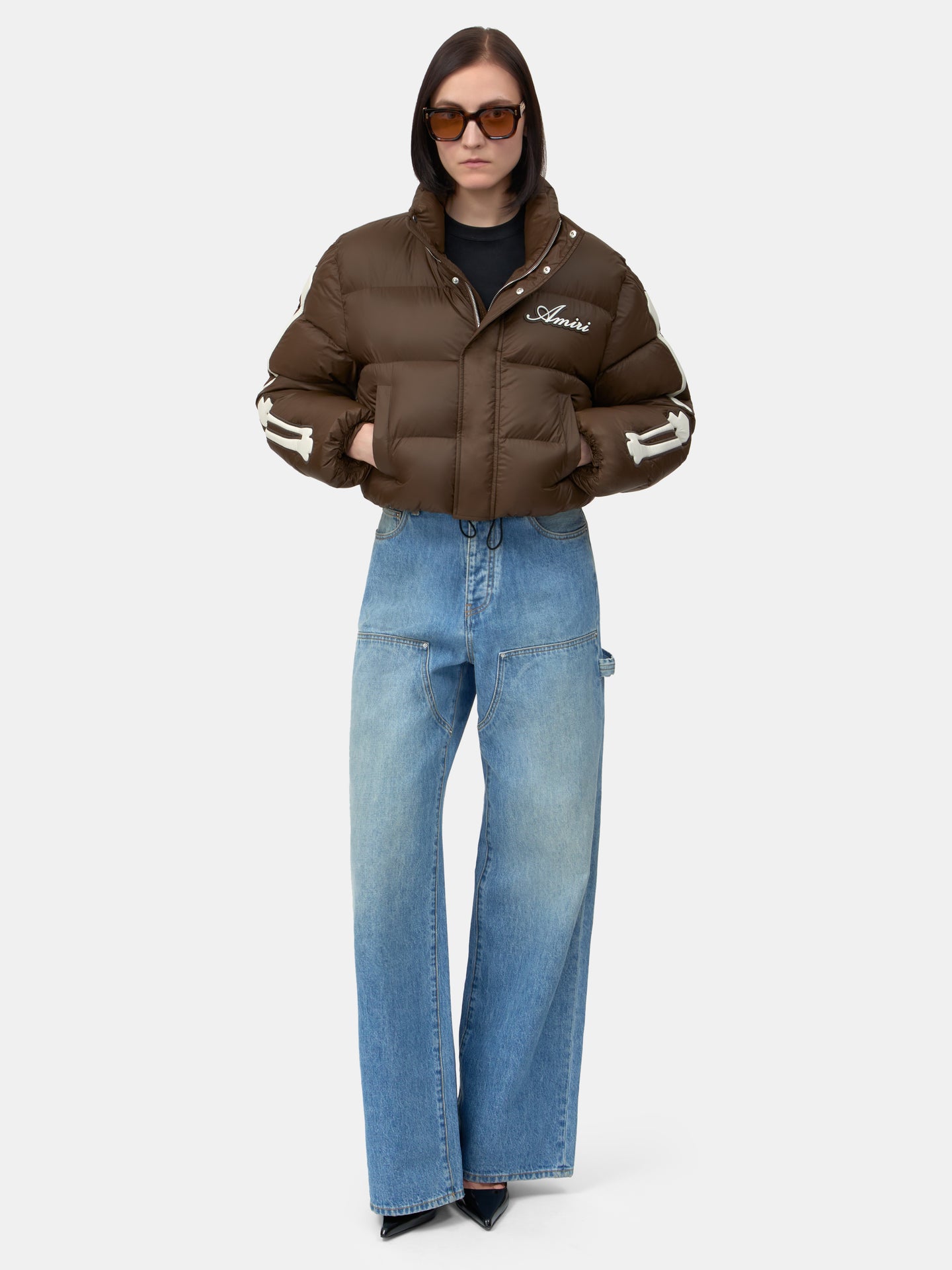 MUJER - CHAQUETA CORTA DE PLUMAS PARA MUJER - Marrón Oscuro