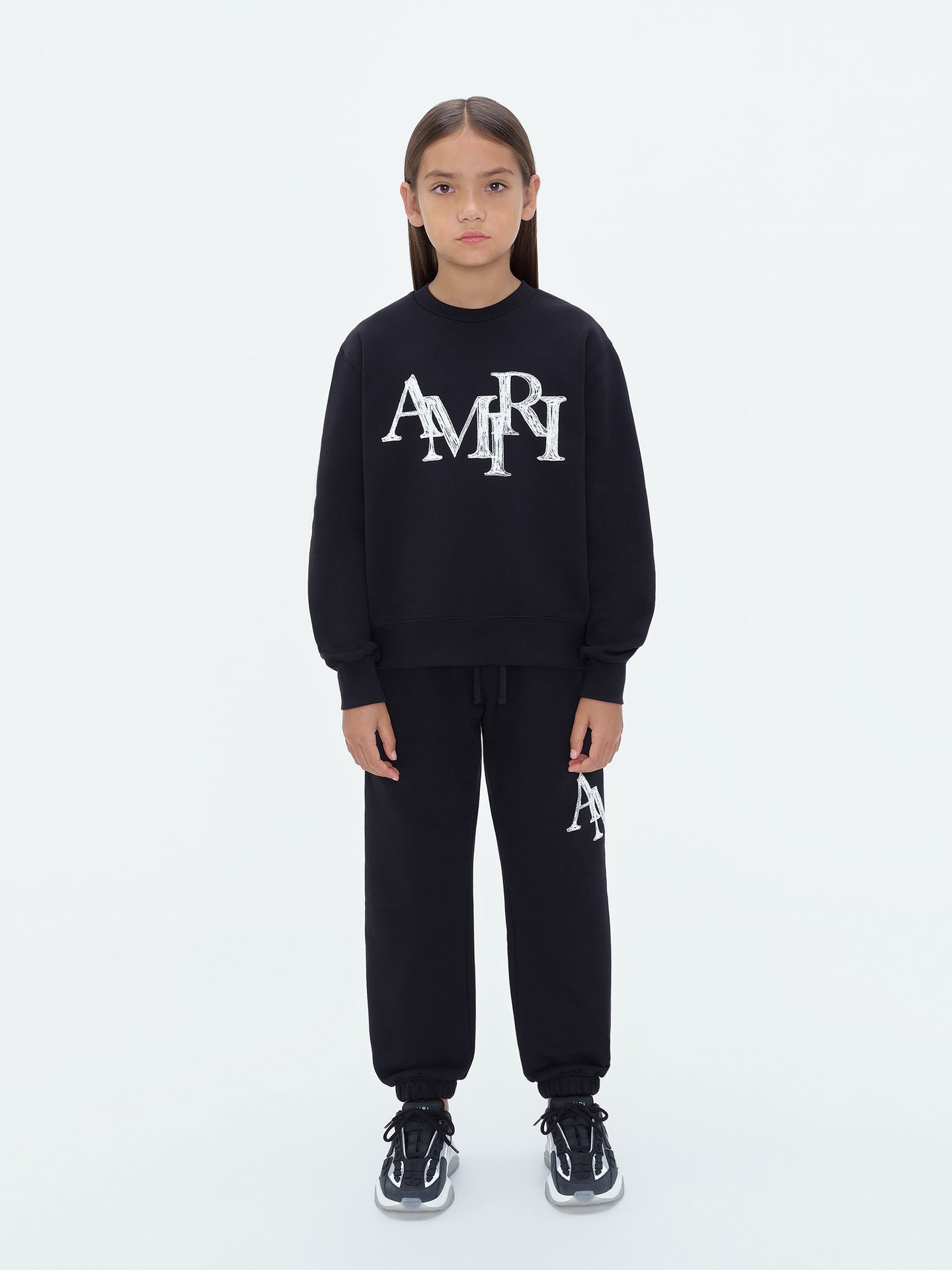 NIÑOS - AMIRI CREMALLERA DE CUELLO REDONDO CON LOGO DESORDENADO - Negro