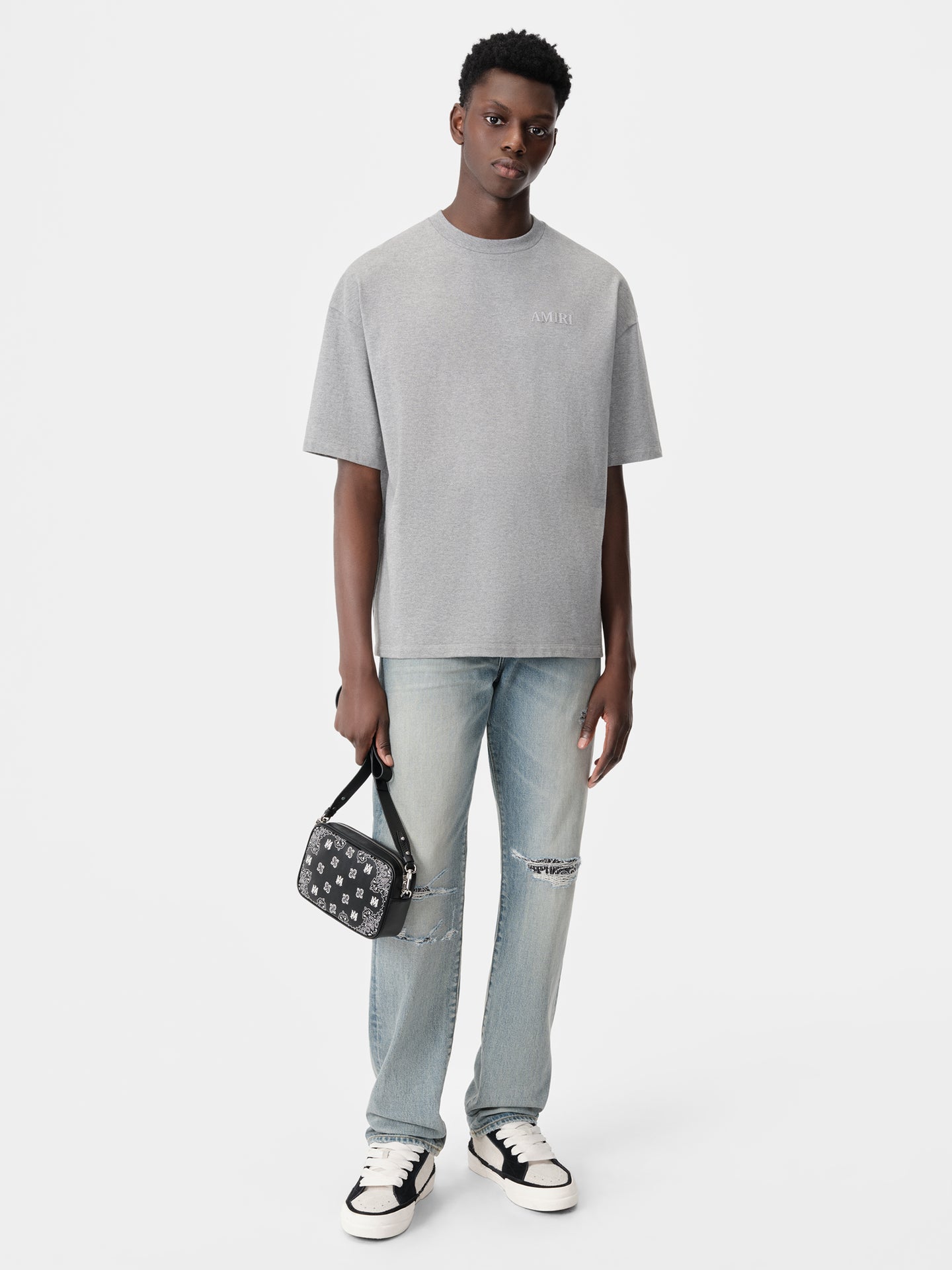 CAMISETA AMIRI DE CORTES AMPLIOS - Gris