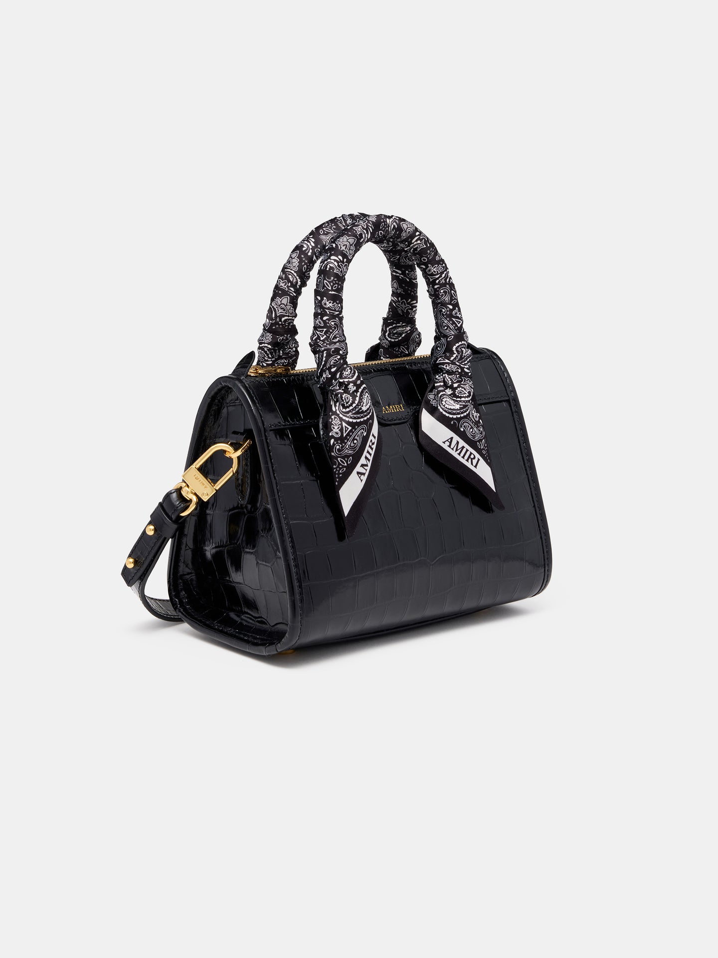 MUJER - BOLSA TRIANGULAR MICRO CROCO NEGRA - NEGRO