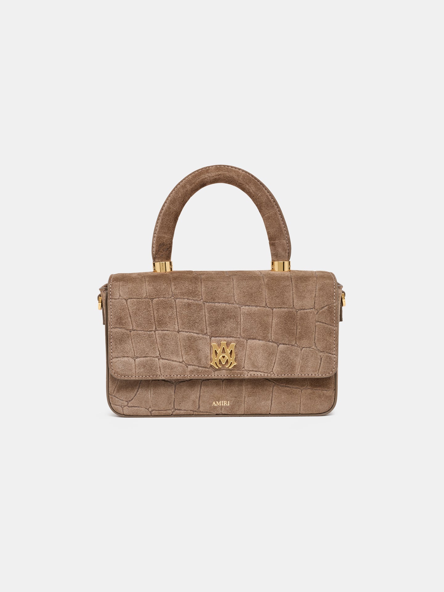 MUJER - BOLSA LARGA MA DE CUERO SUEDE CON ESTAMPADO DE CROCODILO - Marrón Oscuro