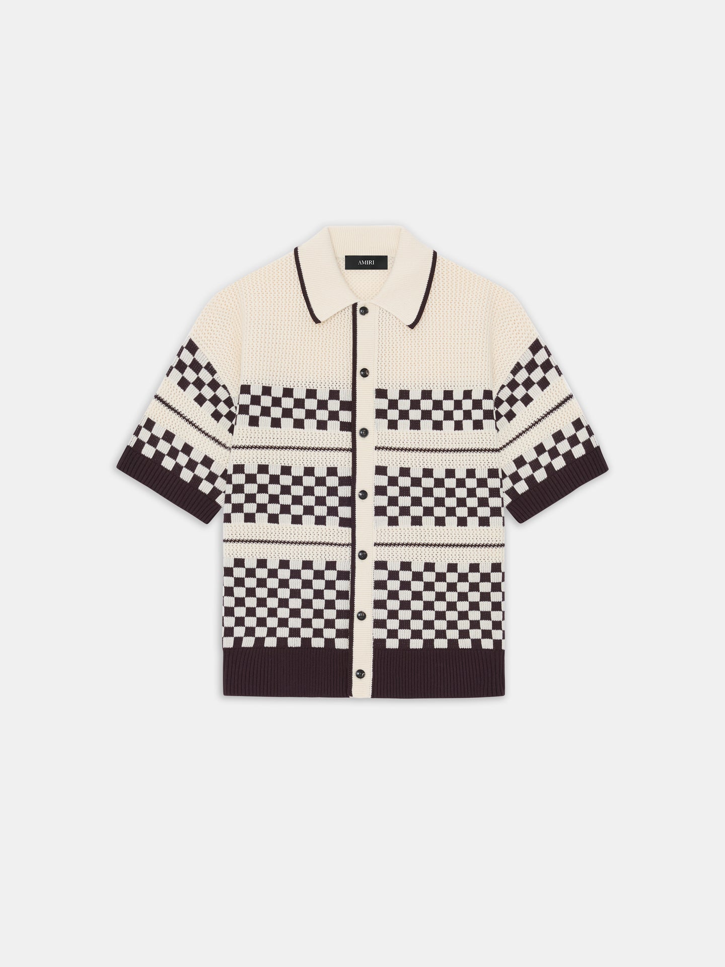 CAMISA DE MALLA CUADRICULADA - Alabastro