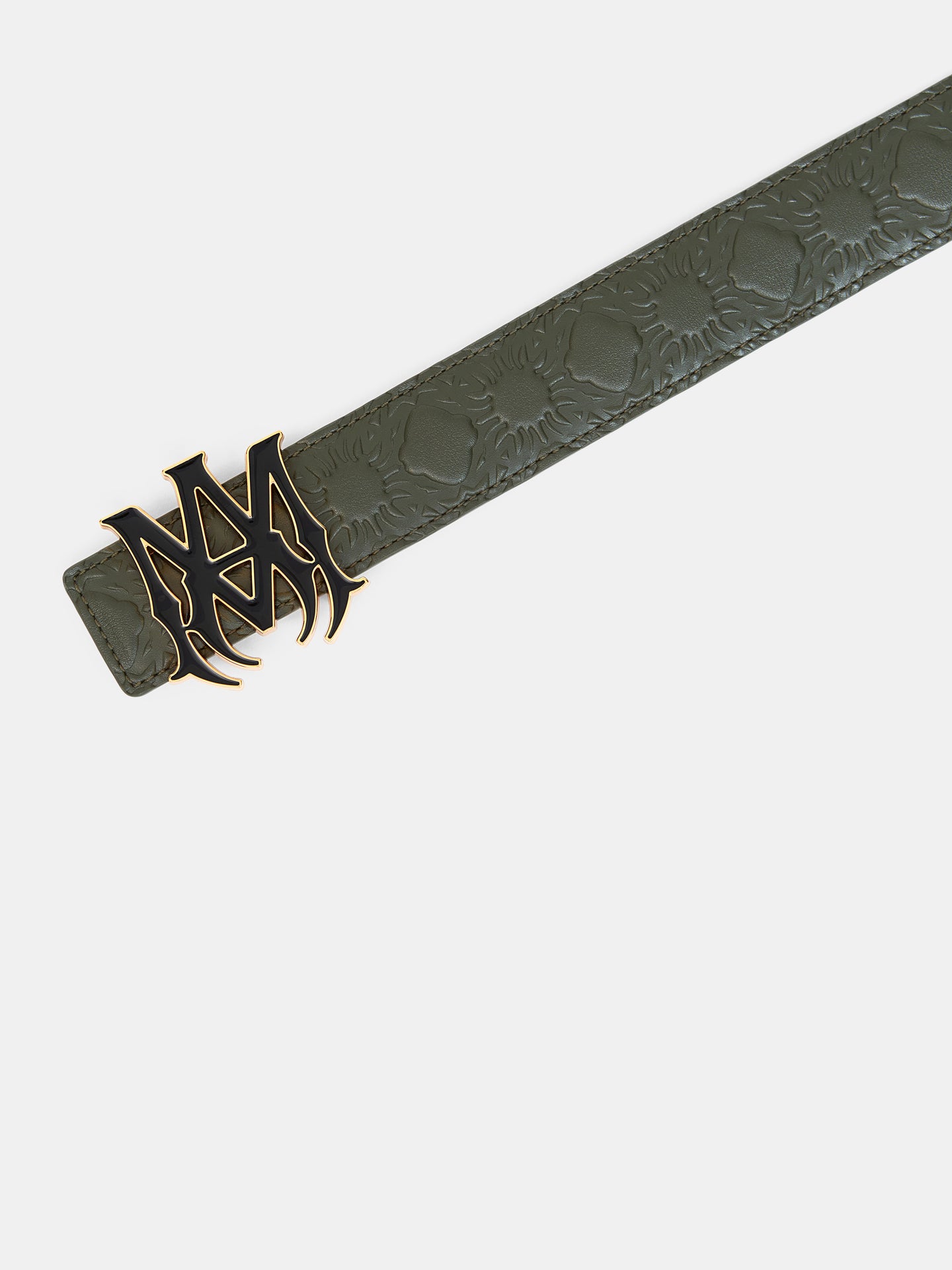 CINTURÓN DE CUERO MA QUAD 4 CM - Sage Oscuro