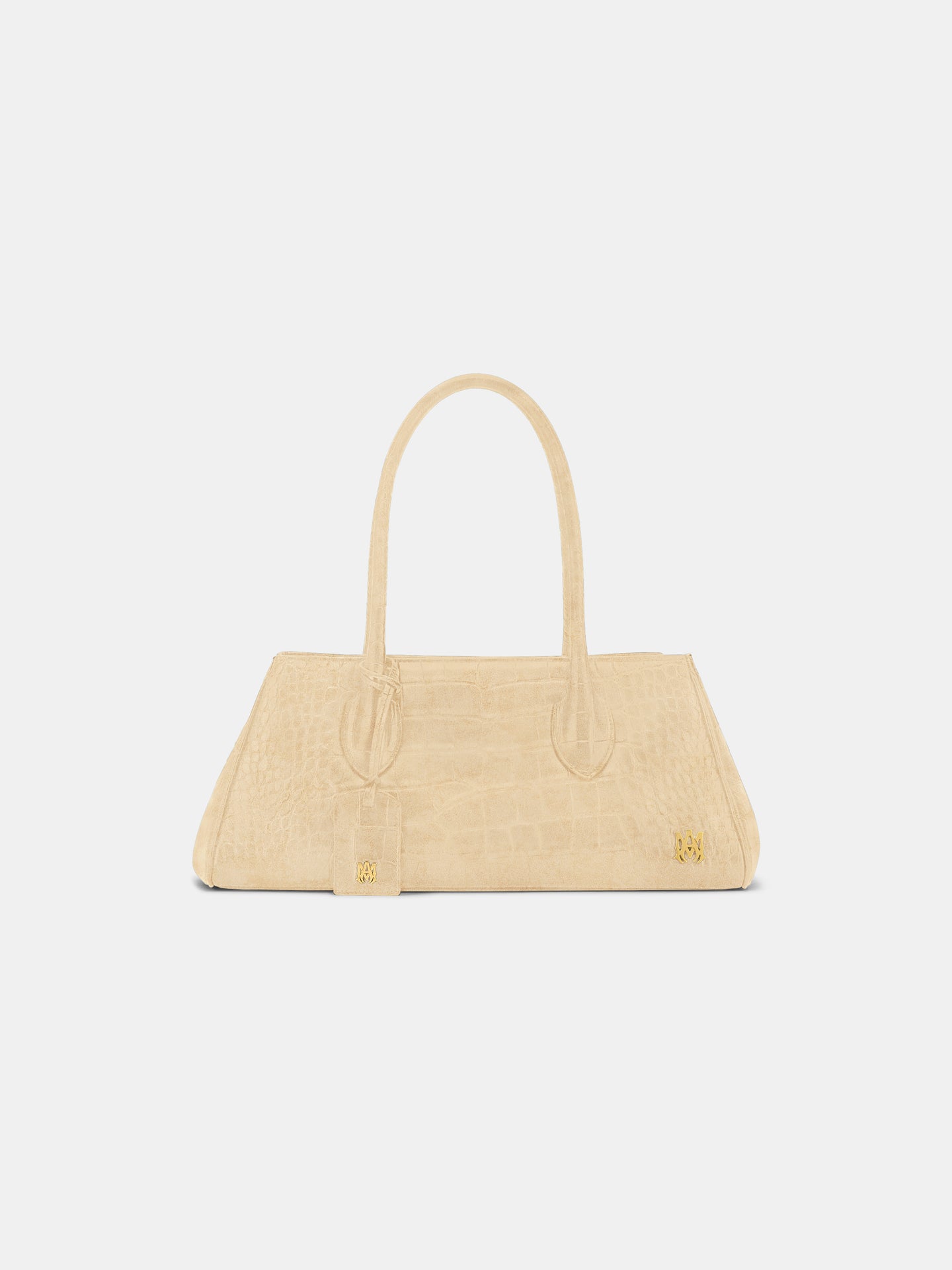 MUJER - BOLSO HOMBRO SUEDE CROCO MIEL 40 - Gris claro