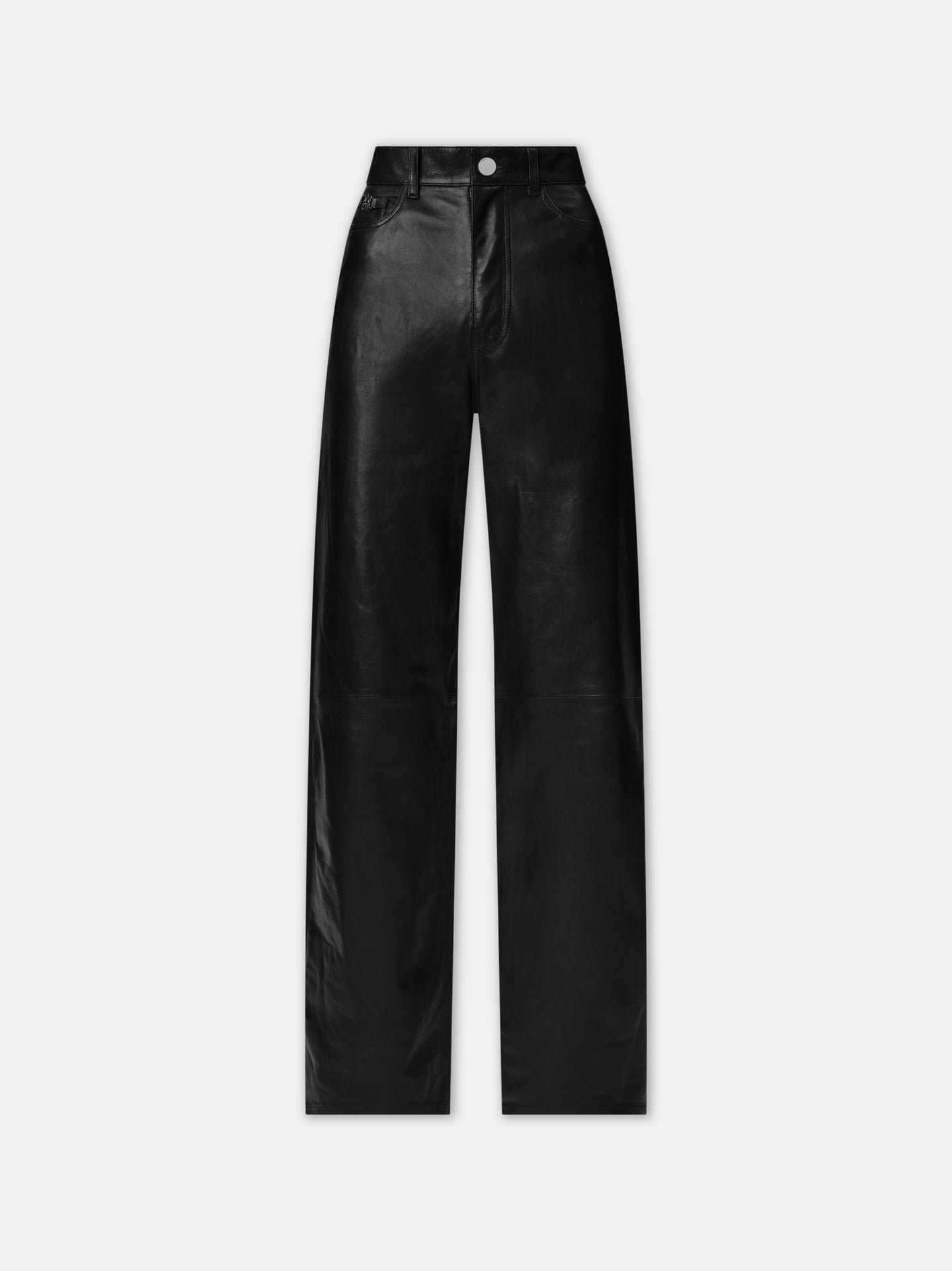 MUJER - PANTALÓN DE CUERO ANCHO RECTO - Negro