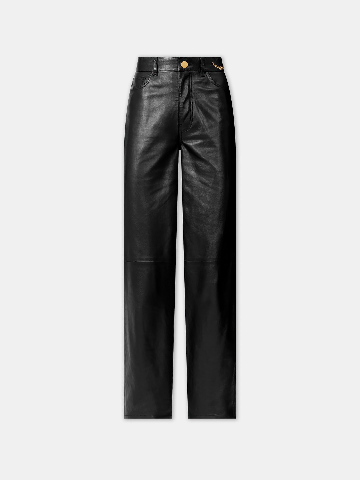 MUJER - PANTALÓN RECTO DE CUERO PARA MUJER - Negro