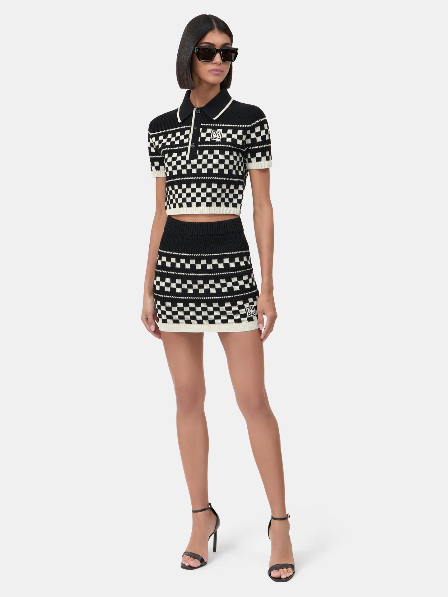 MUJER - MINIFALDA DE MALLA CUADROS - Negro