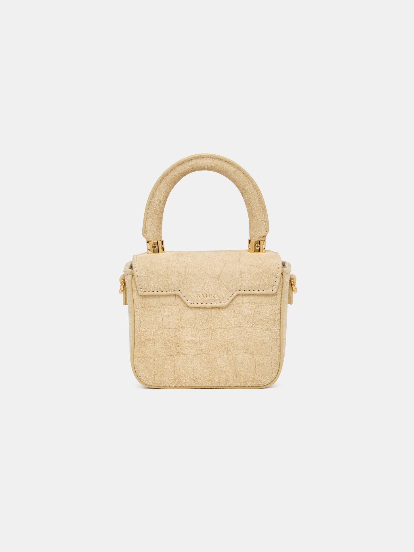 MUJER - BOLSO NANO MA DE CUERO SUEDE CON ESTAMPADO DE CROCODILO - TAUPE