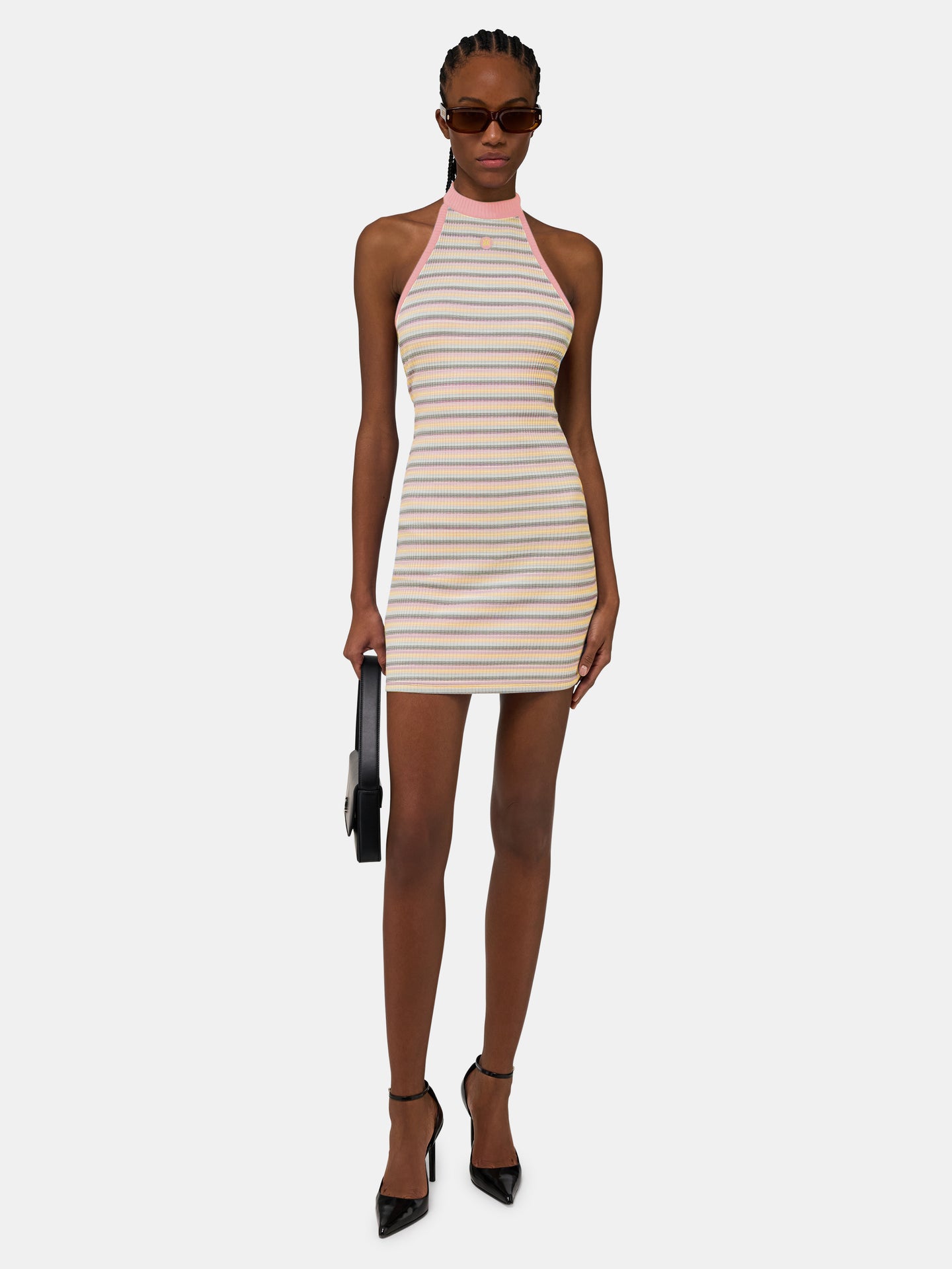 MUJER - VESTIDO MINI HALTER DE LISTAS MA PARA MUJER - Multicolor