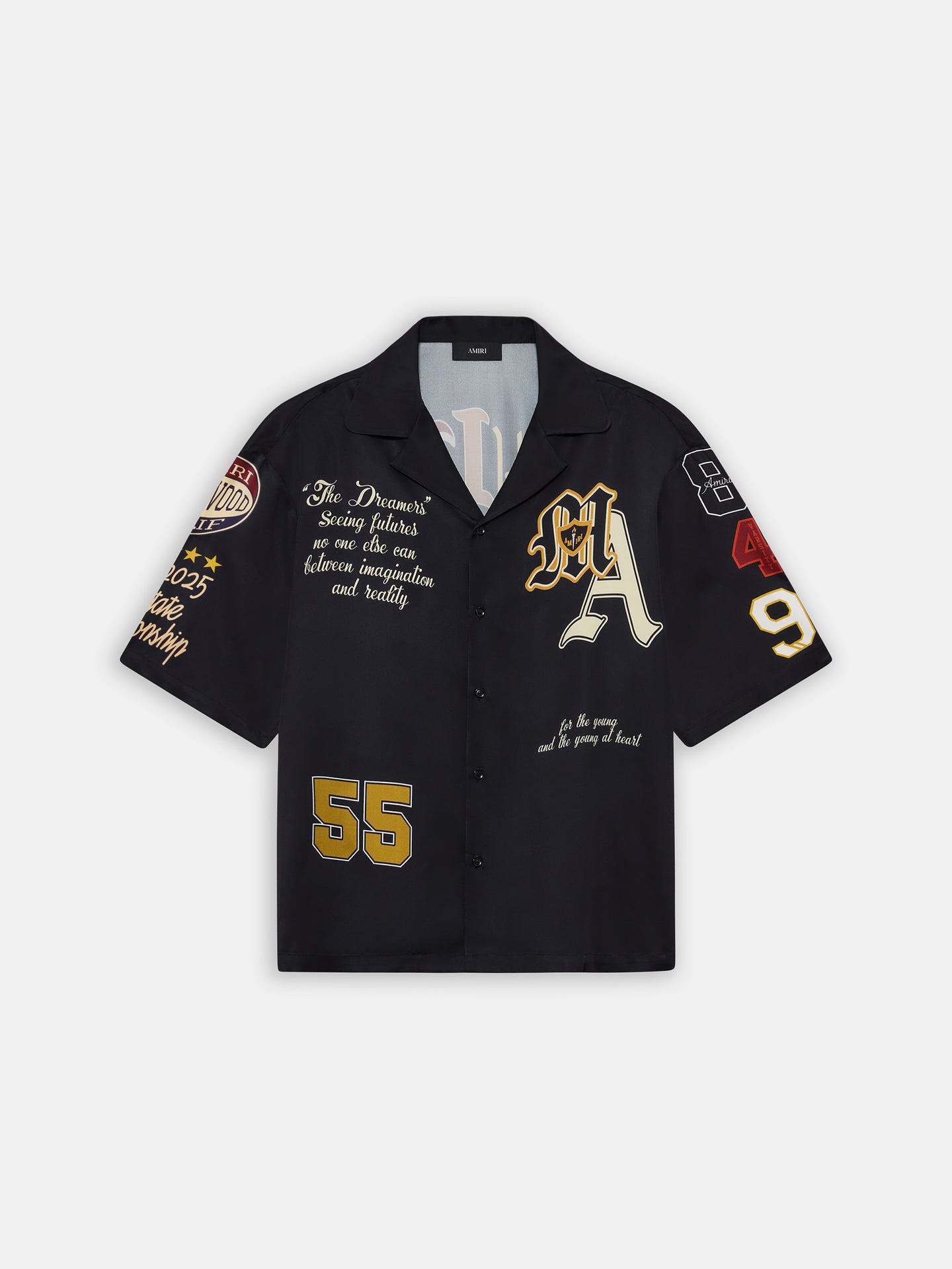 CAMISA DE CAMPAMENTO GRANDE CON PATCH DE VARSITY - Negro