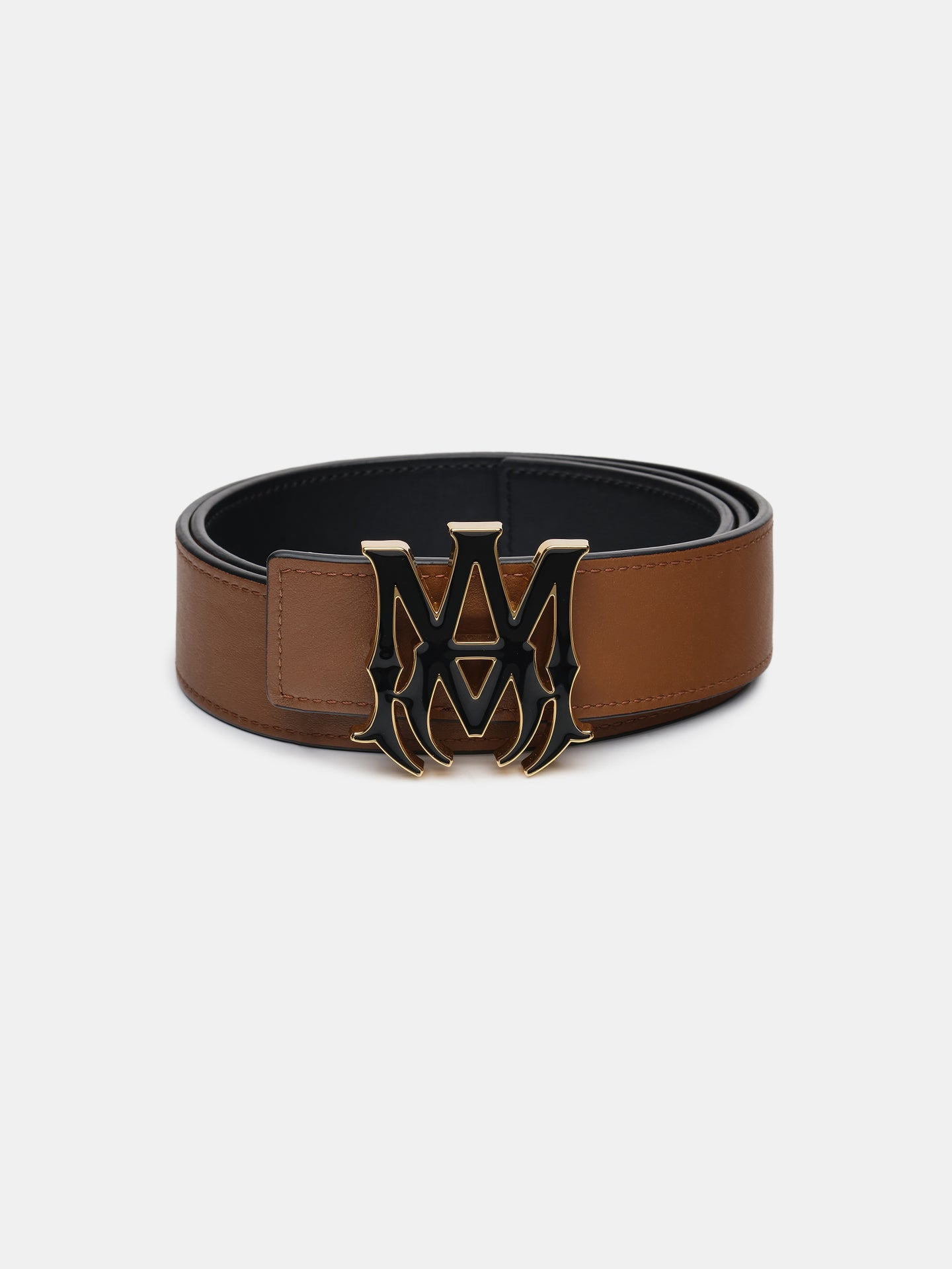 CINTURÓN DE ESMALTE MA 4 CM - Negro Marrón