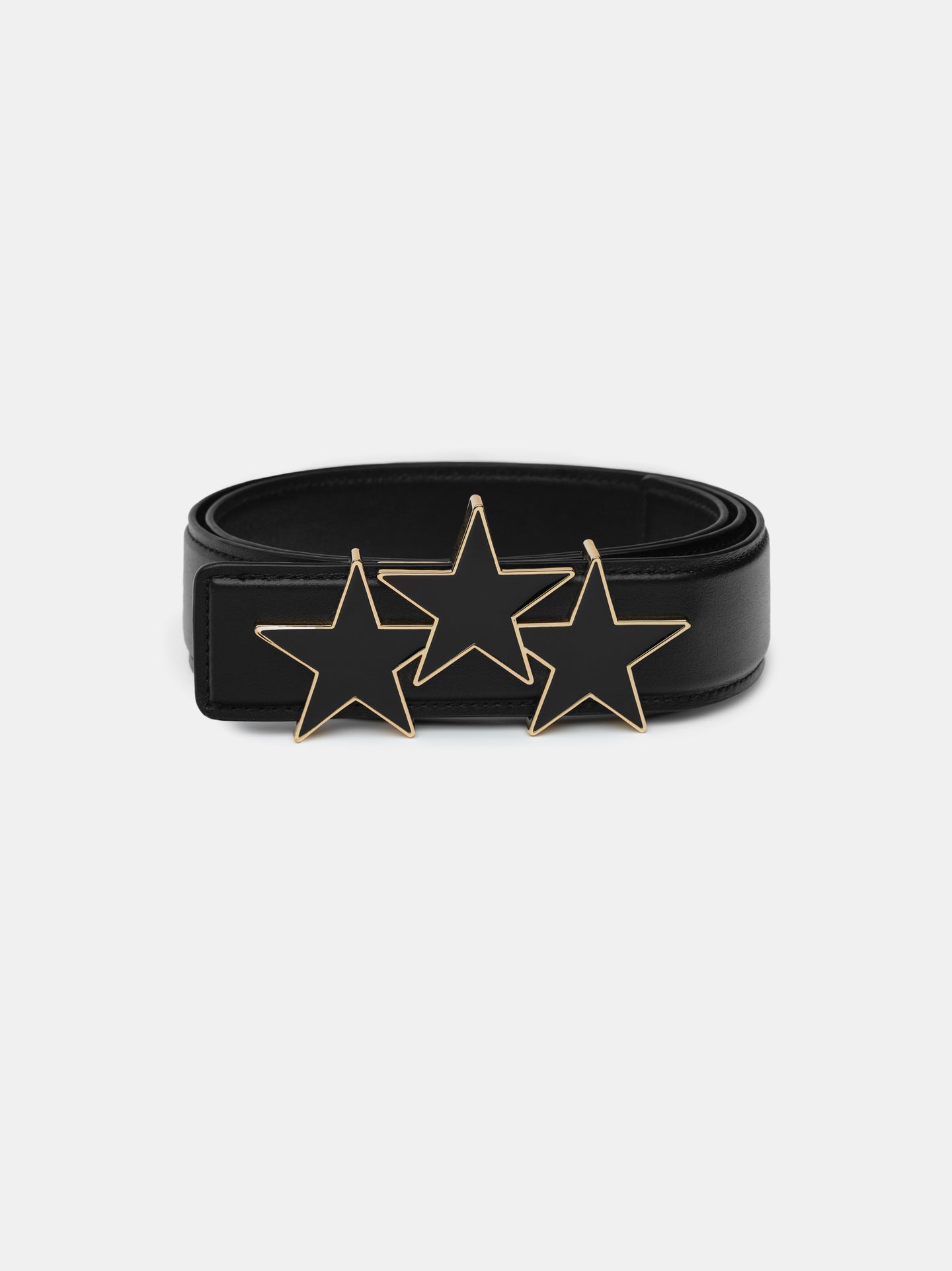 CINTURÓN DE 4 CM CON TRES ESTRELLAS - Negro