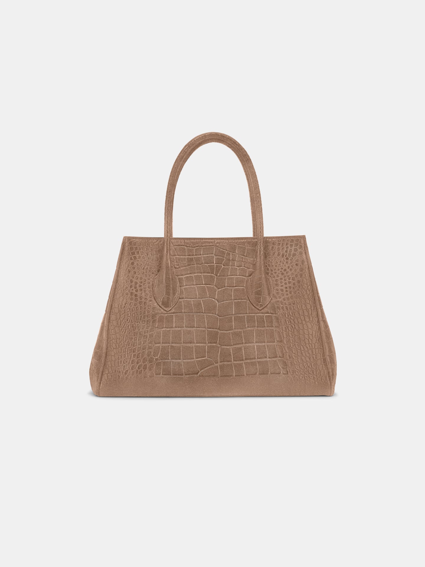 MUJER - BOLSO TOTE DE CUERO SUEDE CON ESTAMPADO DE CROCO HONEY 40 - Marrón Oscuro