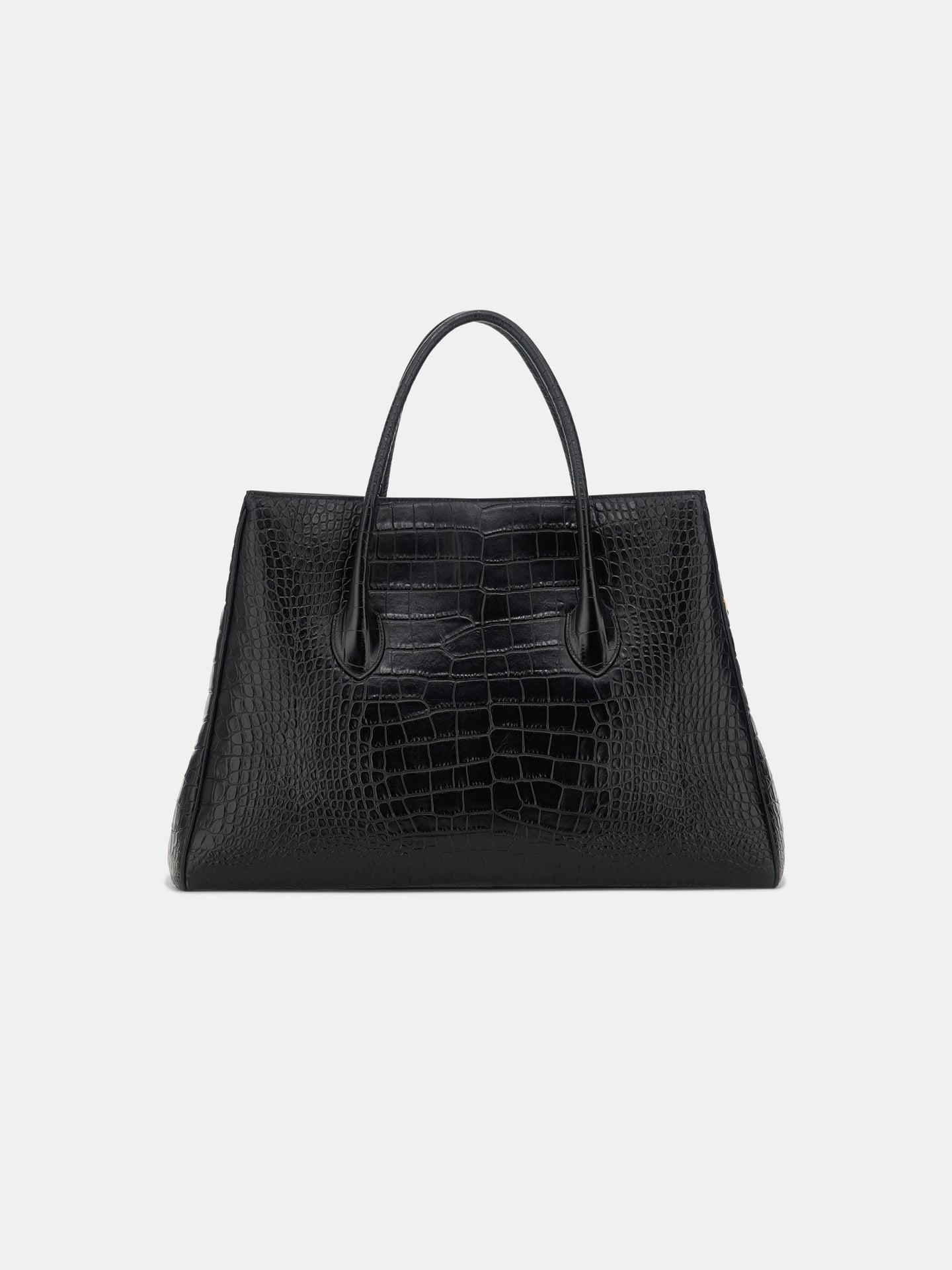 BOLSA TOTE EMBOSADA EN CUERO CON ESTAMPADO DE CROCO HONEY 50 - NEGRO