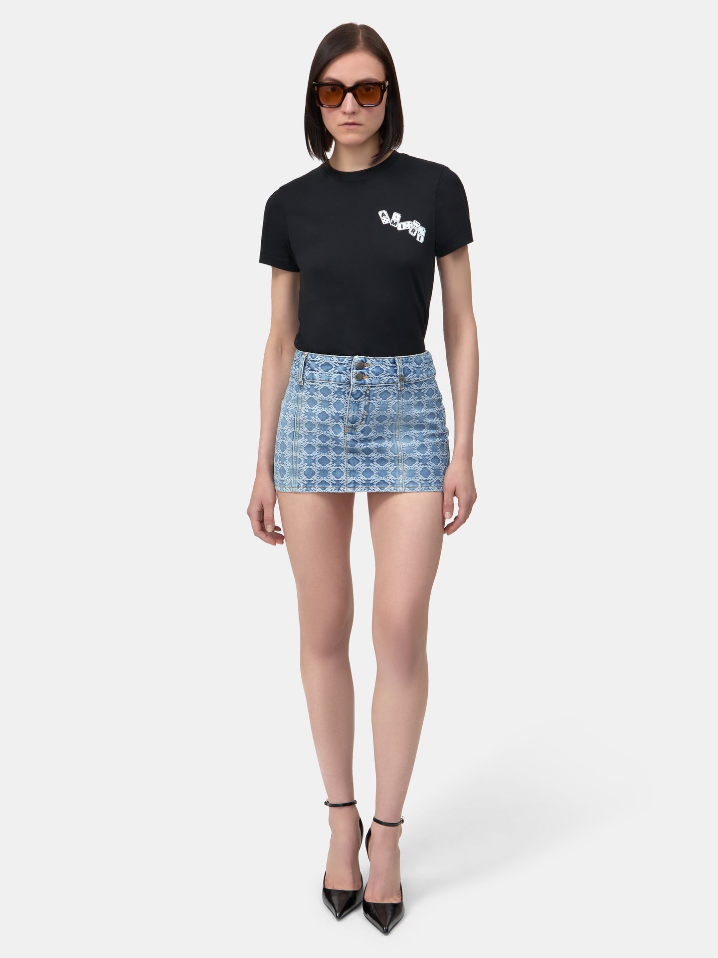 MUJER - MINI FALDA MA QUAD JACQUARD PARA MUJER - Piedra Azul