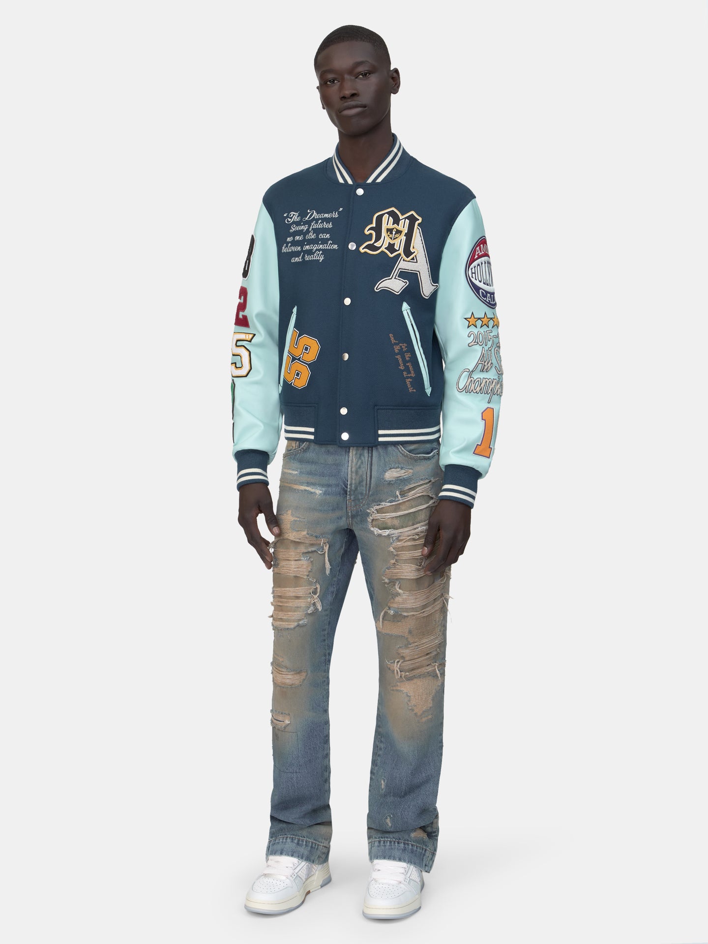 CHAQUETA CON PATCH DE VARSITY - Azul