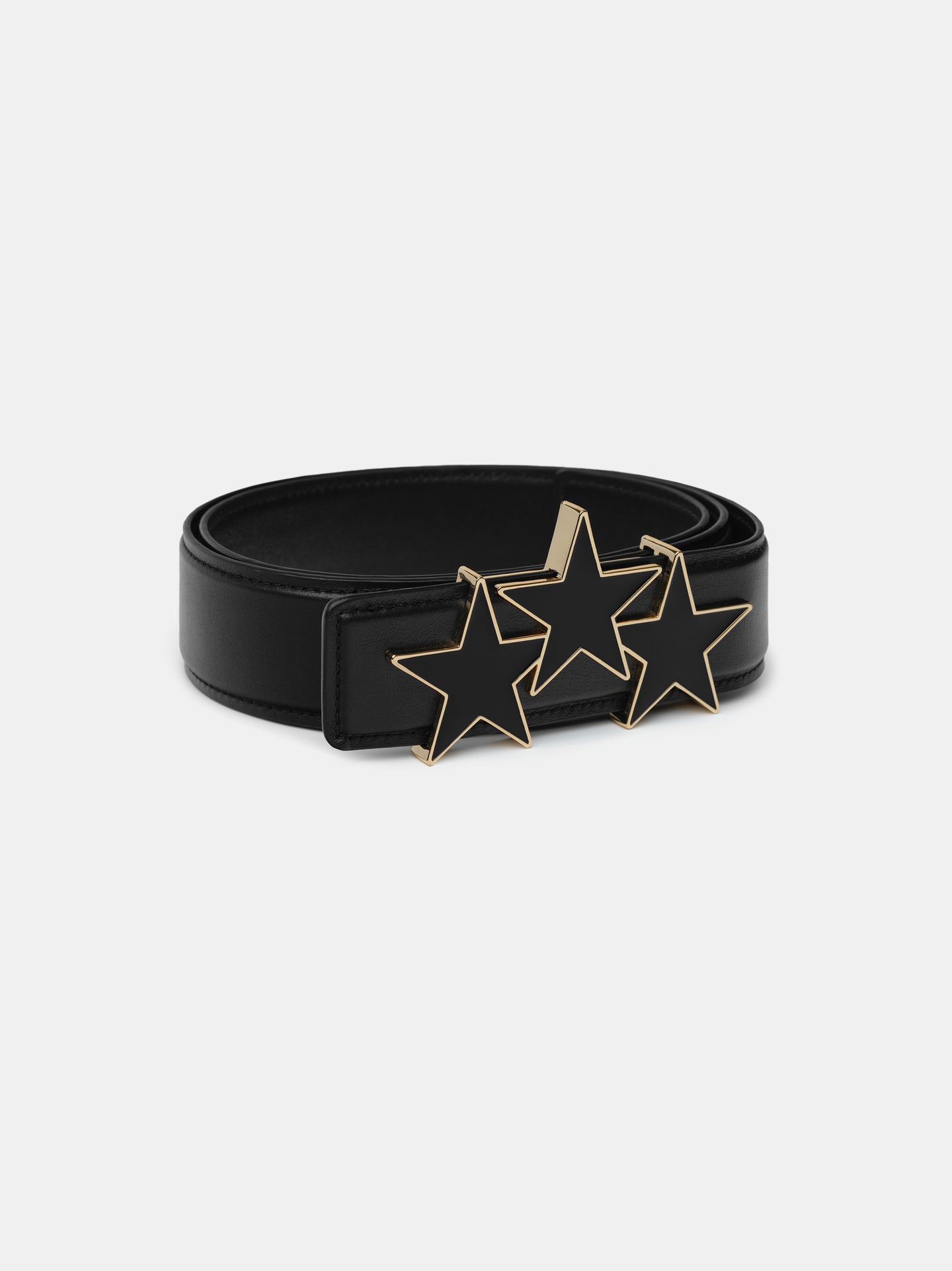 CINTURÓN DE 4 CM CON TRES ESTRELLAS - Negro