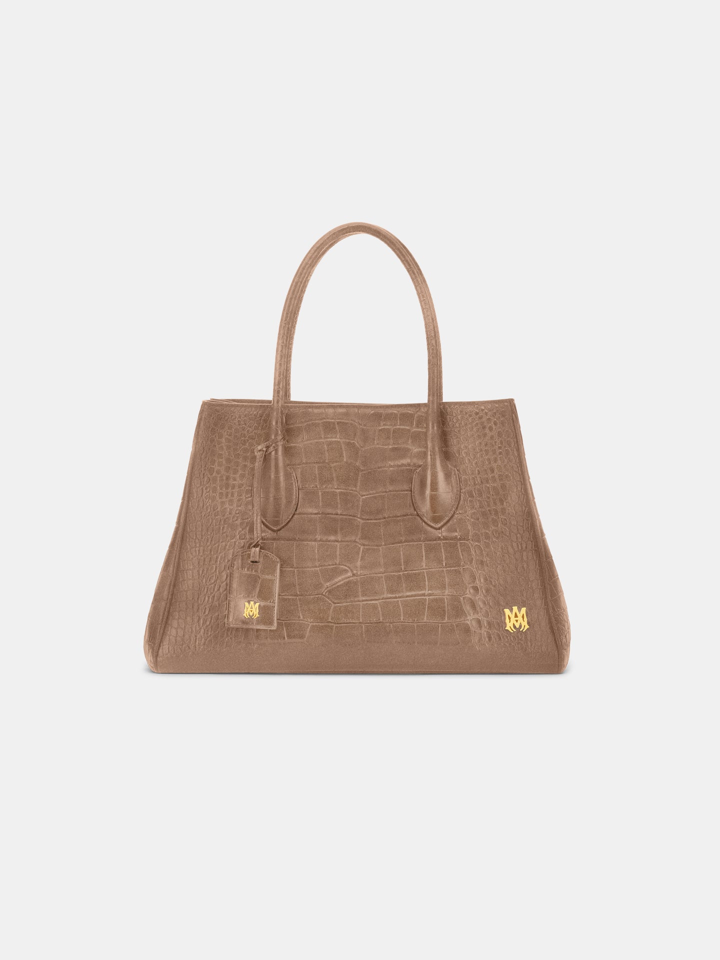 MUJER - BOLSO TOTE DE CUERO SUEDE CON ESTAMPADO DE CROCO HONEY 40 - Marrón Oscuro