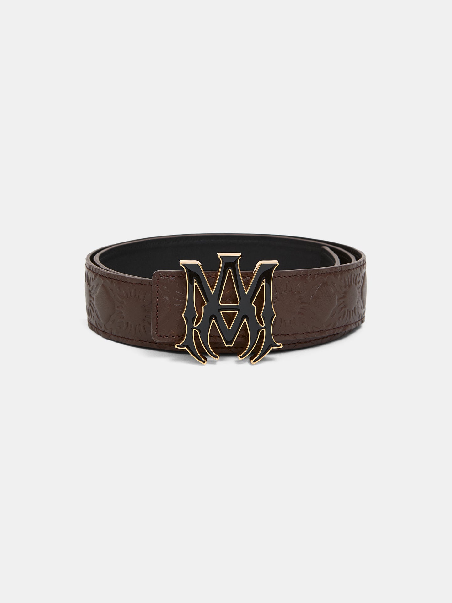 CINTURÓN DE CUERO MA QUAD 4 CM - Marrón Oscuro